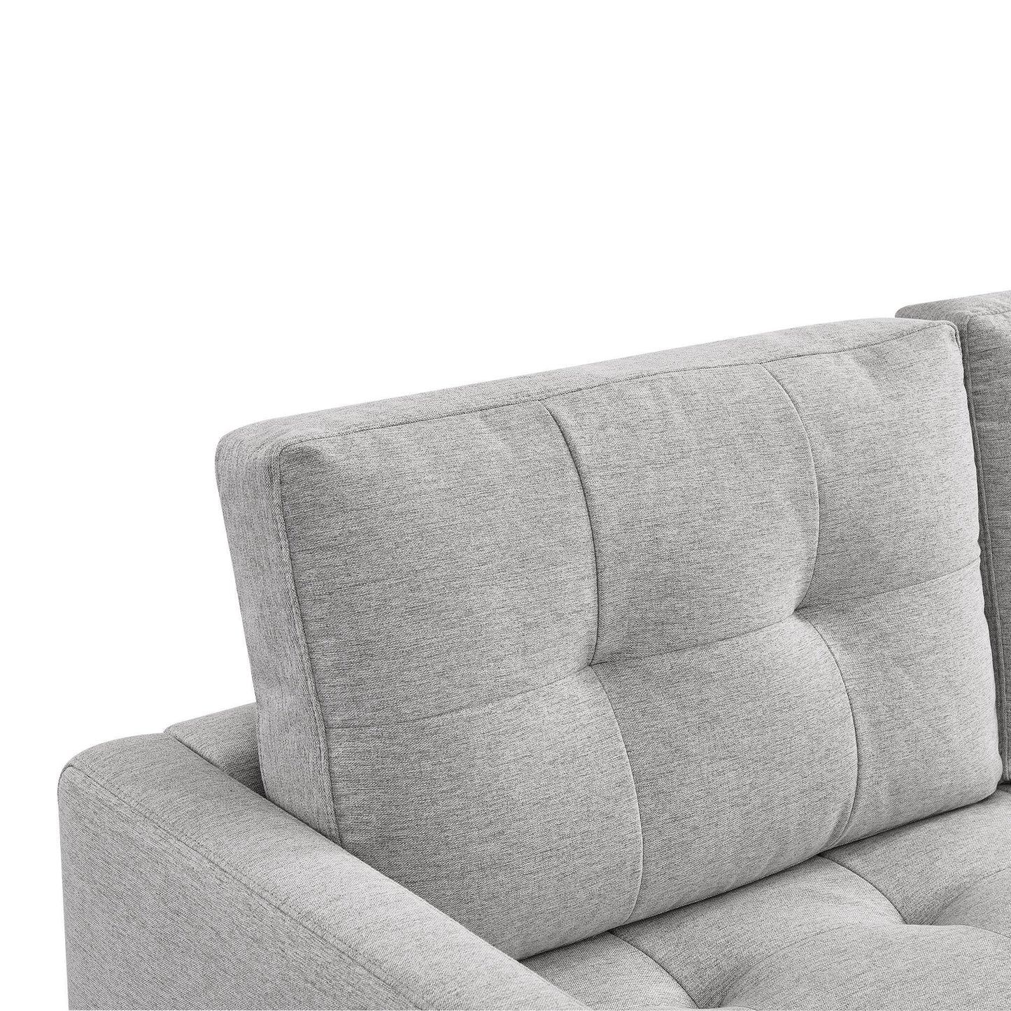 Canapé HomeRoots 87 en polyester gris clair avec pouf et pieds naturels - 87