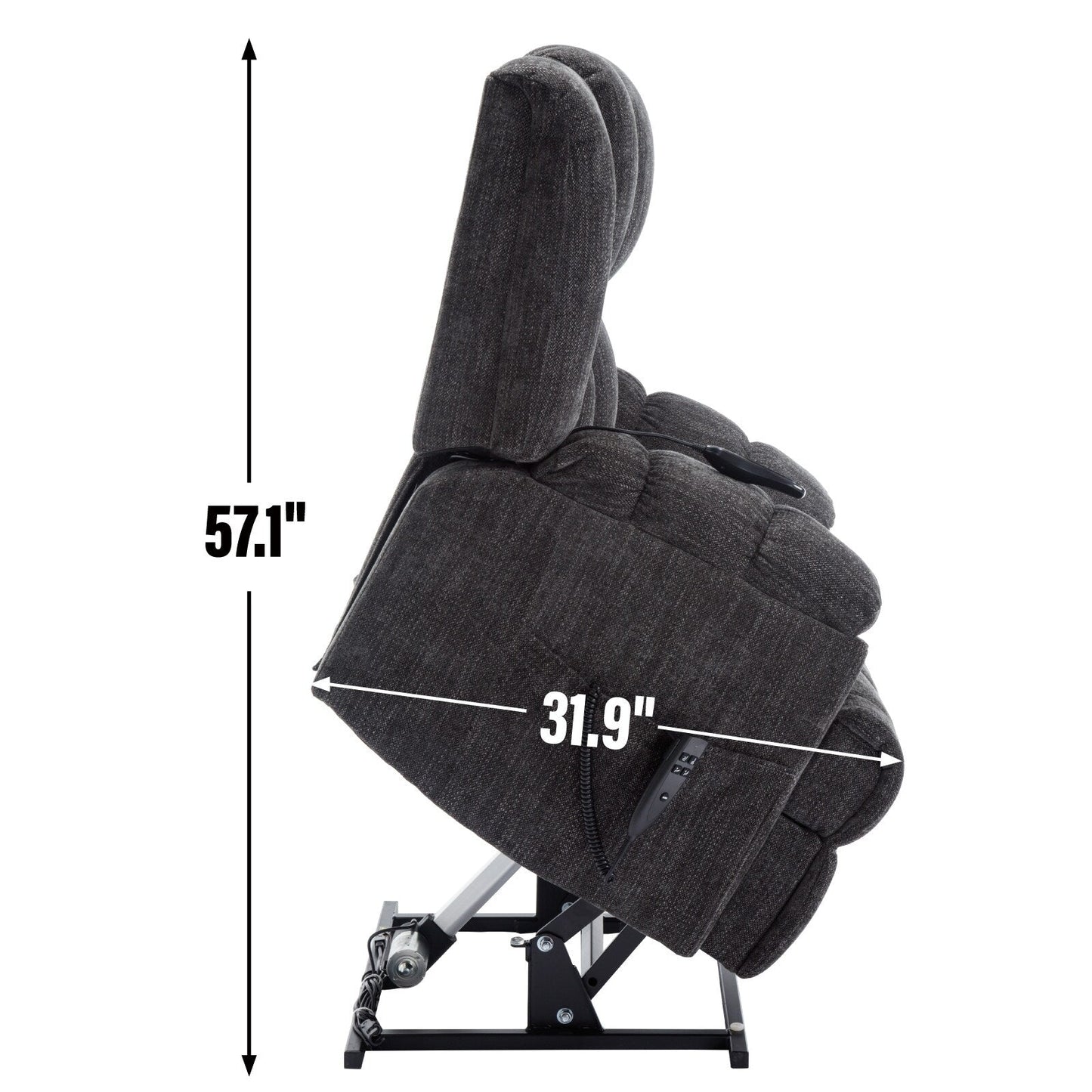 Fauteuil de massage robuste à position infinie, inclinable à double moteur avec télécommande électrique et chauffage lombaire