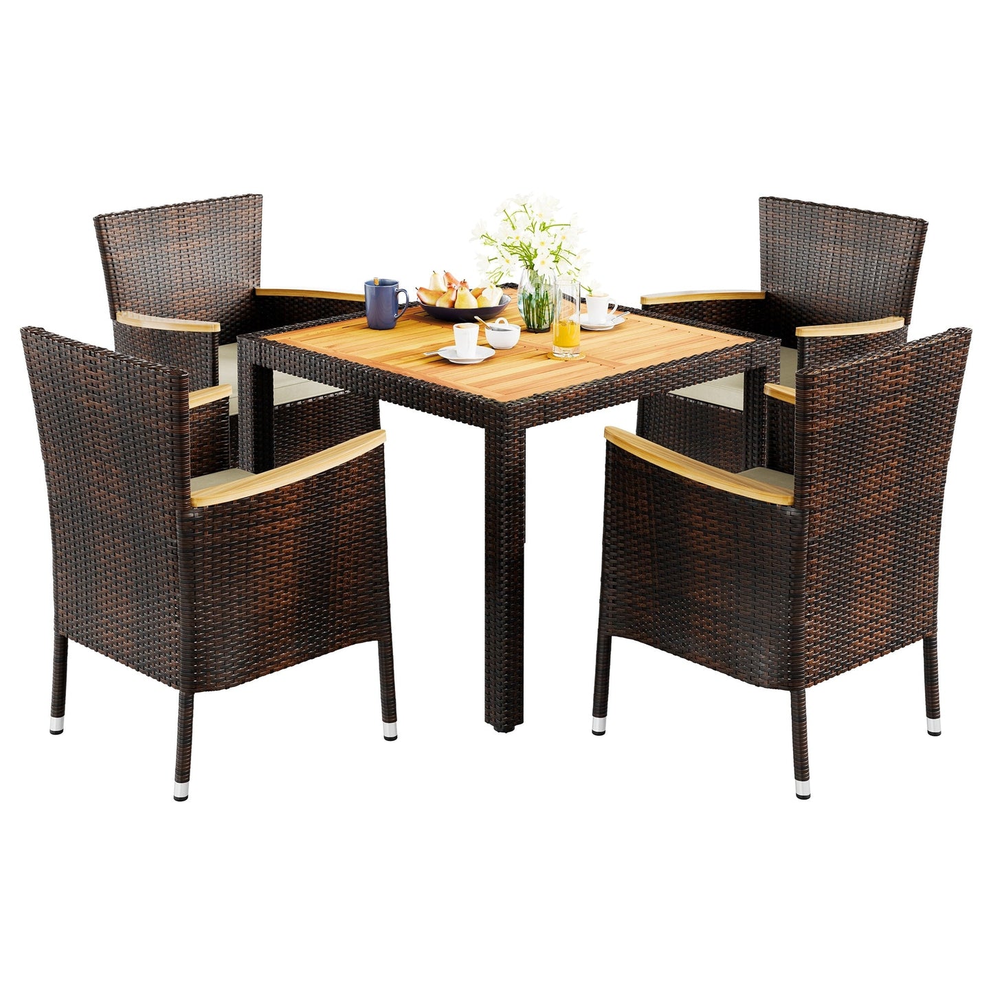 Ensemble de salle à manger d'extérieur Futzca avec table et chaises, 5 ou 7 pièces - N/A