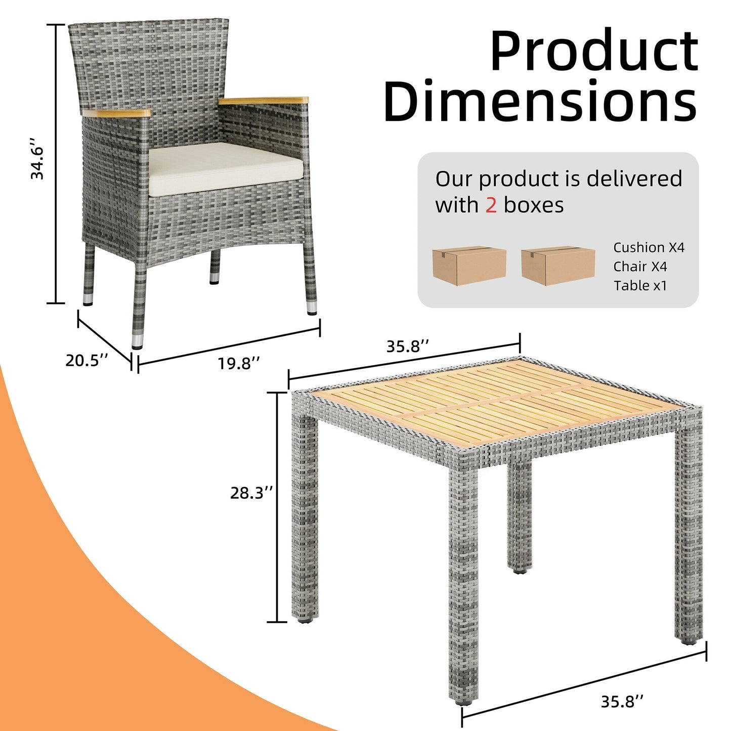 Ensemble de salle à manger d'extérieur Futzca avec table et chaises, 5 ou 7 pièces - N/A