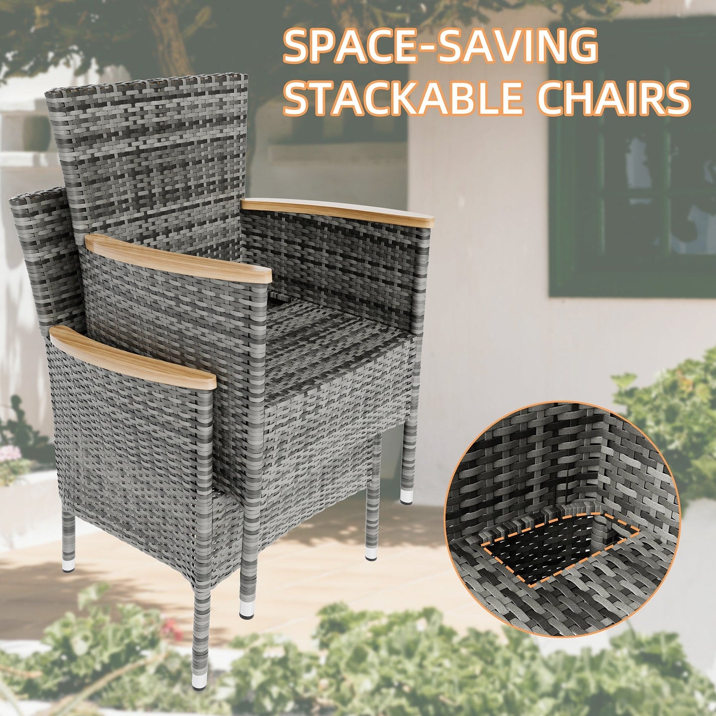 Ensemble de salle à manger d'extérieur Futzca avec table et chaises, 5 ou 7 pièces - N/A