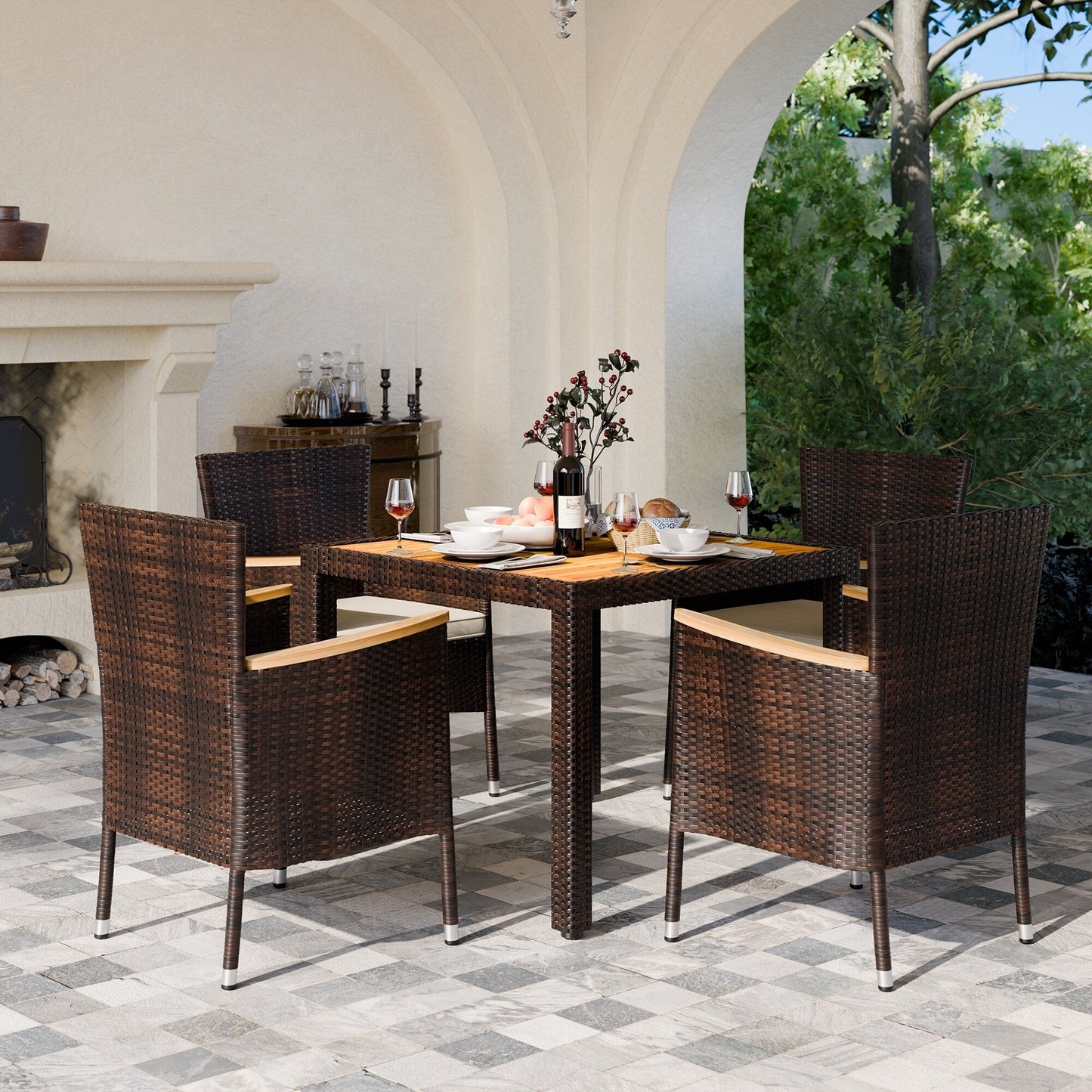Ensemble de salle à manger d'extérieur Futzca avec table et chaises, 5 ou 7 pièces - N/A