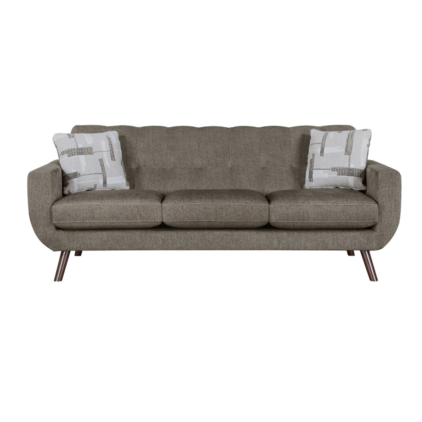 Canapé Jany avec 2 coussins, 87 pouces, microfibre marron, ton noyer