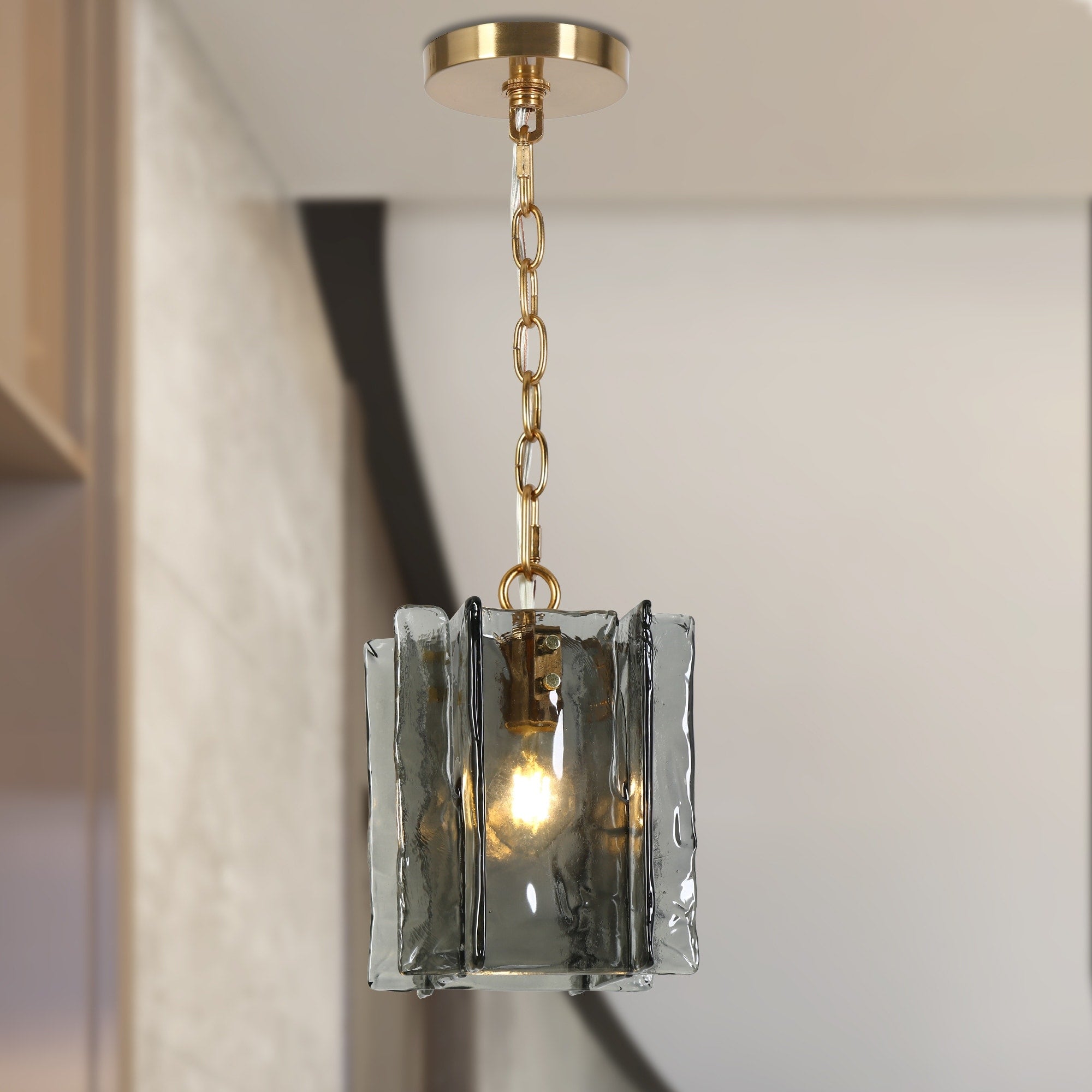 Suspension Kasy moderne à 1 lumière, luminaire en verre pour îlot de salle à manger