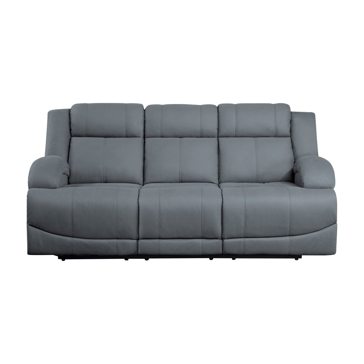 Canapé inclinable électrique double Kate 82 pouces, ports USB, microfibre bleue, bois