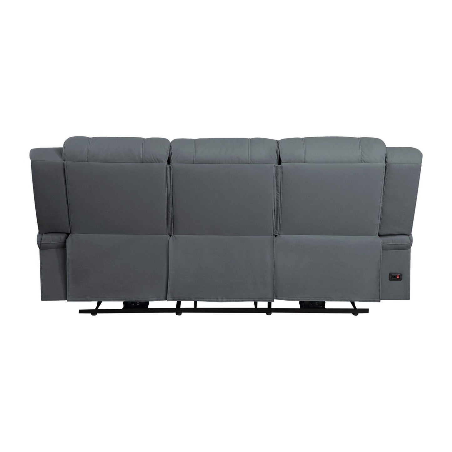 Canapé inclinable électrique double Kate 82 pouces, ports USB, microfibre bleue, bois