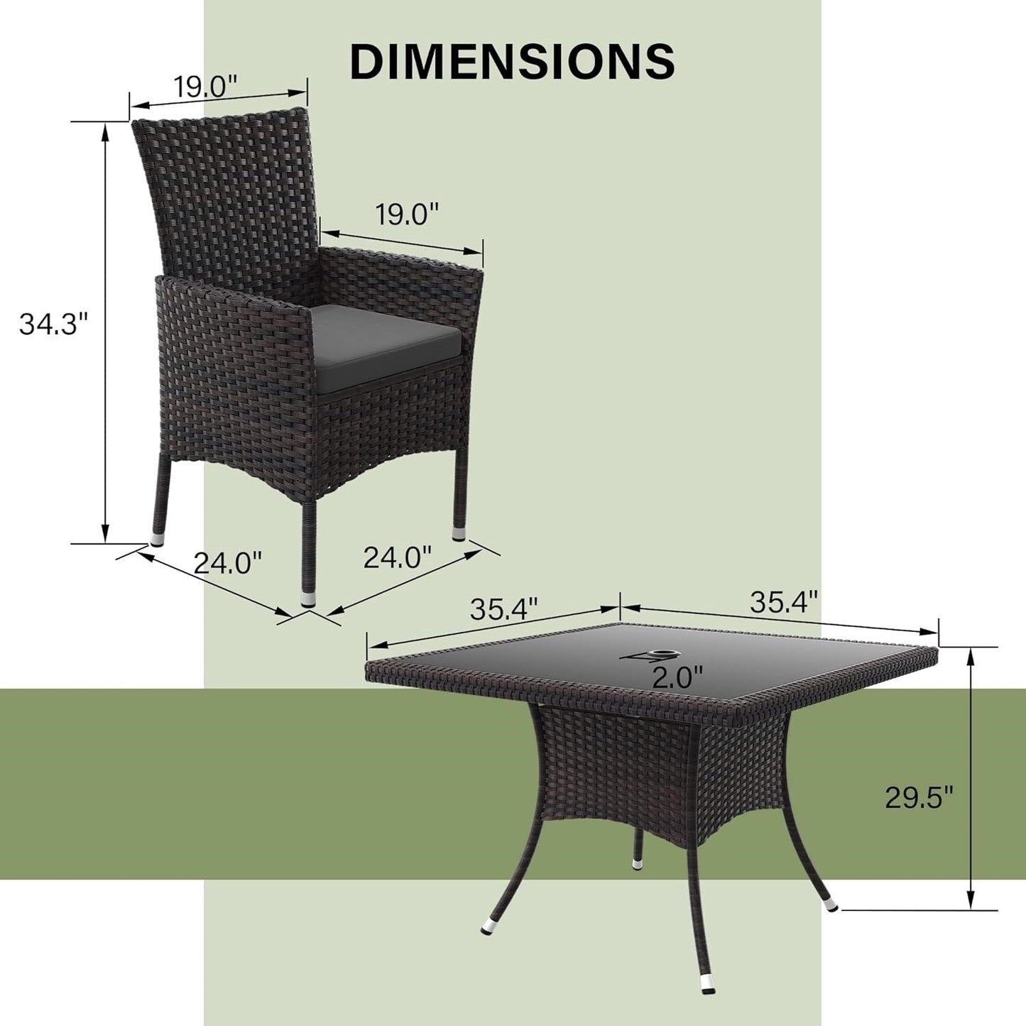 Ensemble de salle à manger d'extérieur Kullavik, table et chaises en rotin