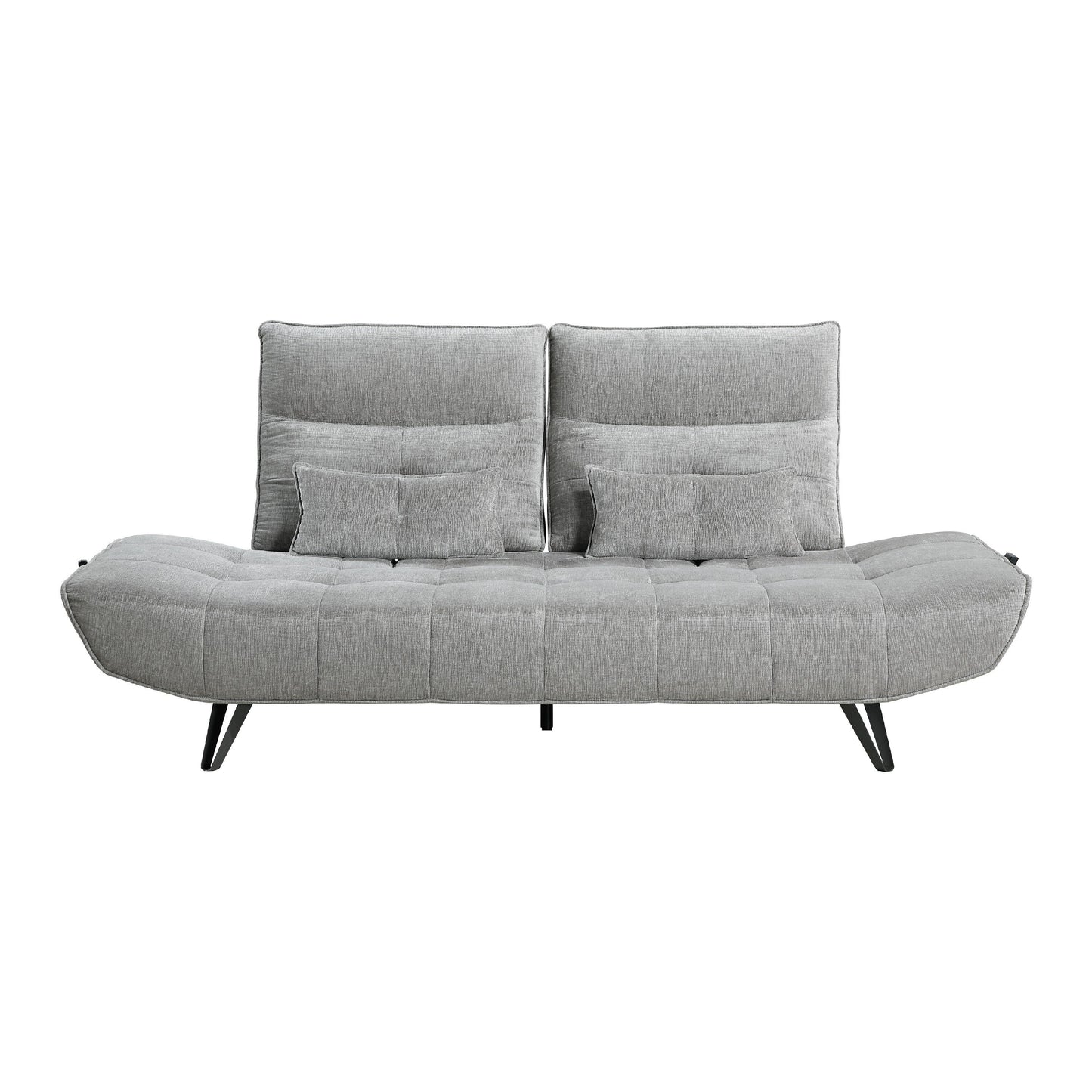 Canapé inclinable électrique réglable en profondeur Kyan, 2 coussins, chenille grise