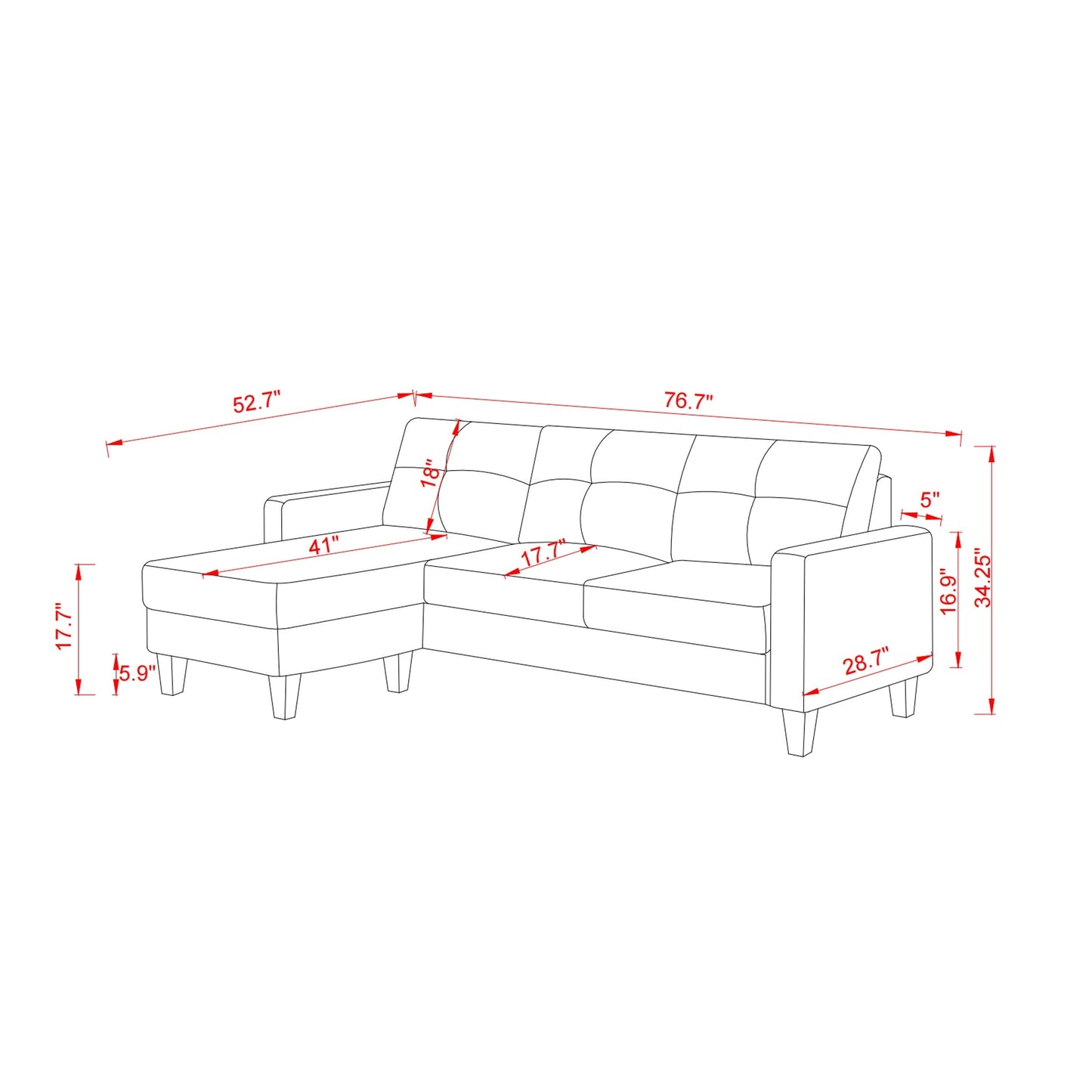Canapé en L pour petits espaces - Canapé d'angle avec pouf