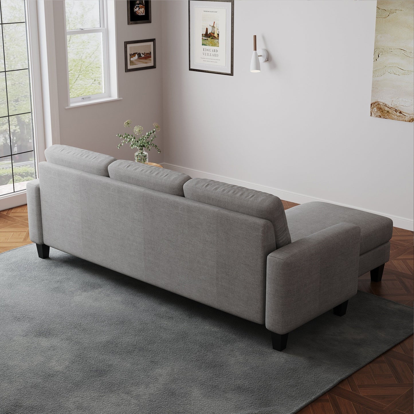 Canapé en L pour petits espaces - Canapé d'angle avec pouf