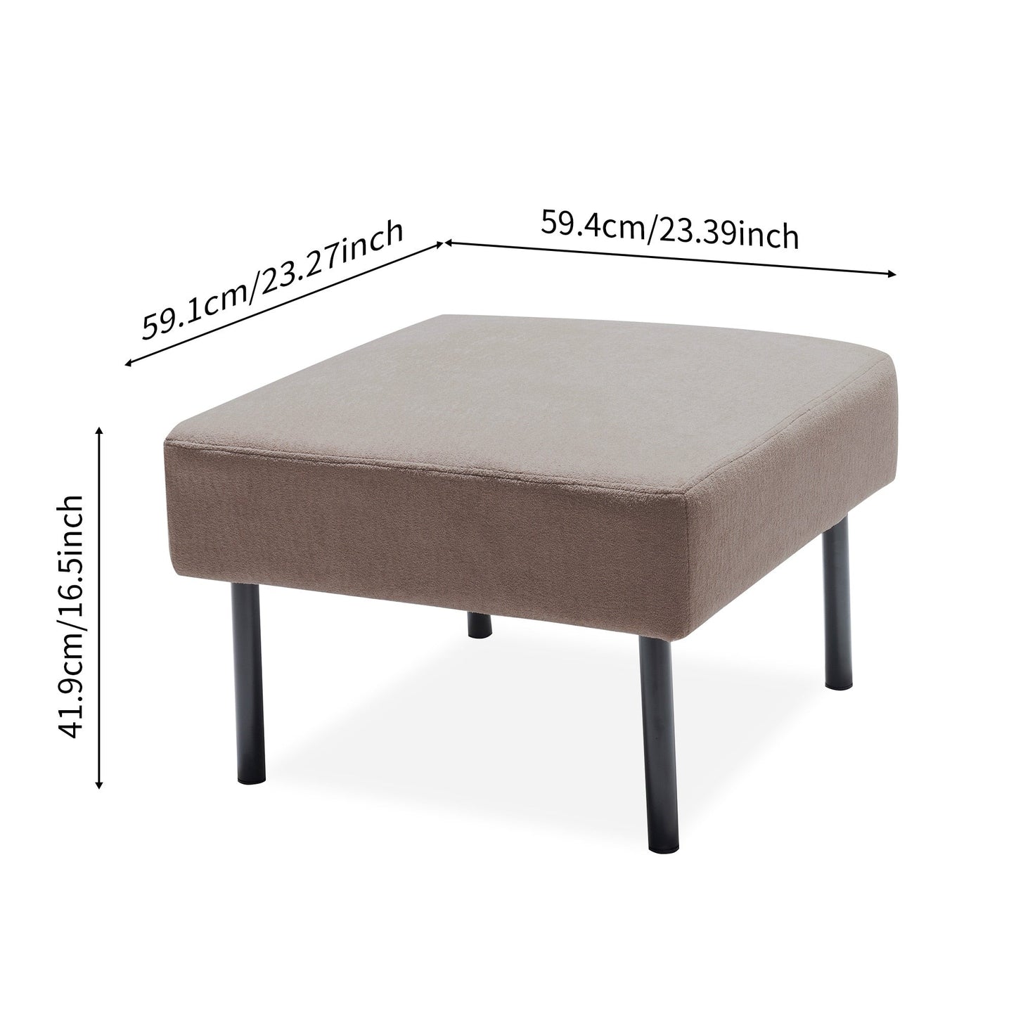 Canapé 2 places en L avec pouf, canapé causeuse moderne en tissu polyester, petit canapé confortable pour petit espace
