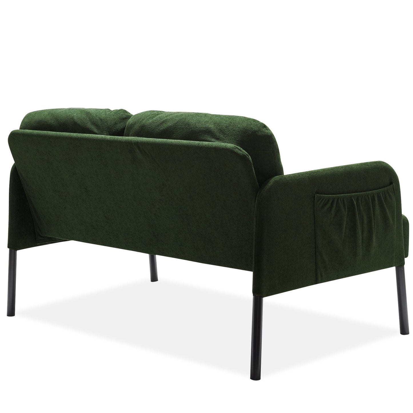 Canapé 2 places en L avec pouf, canapé causeuse moderne en tissu polyester, petit canapé confortable pour petit espace