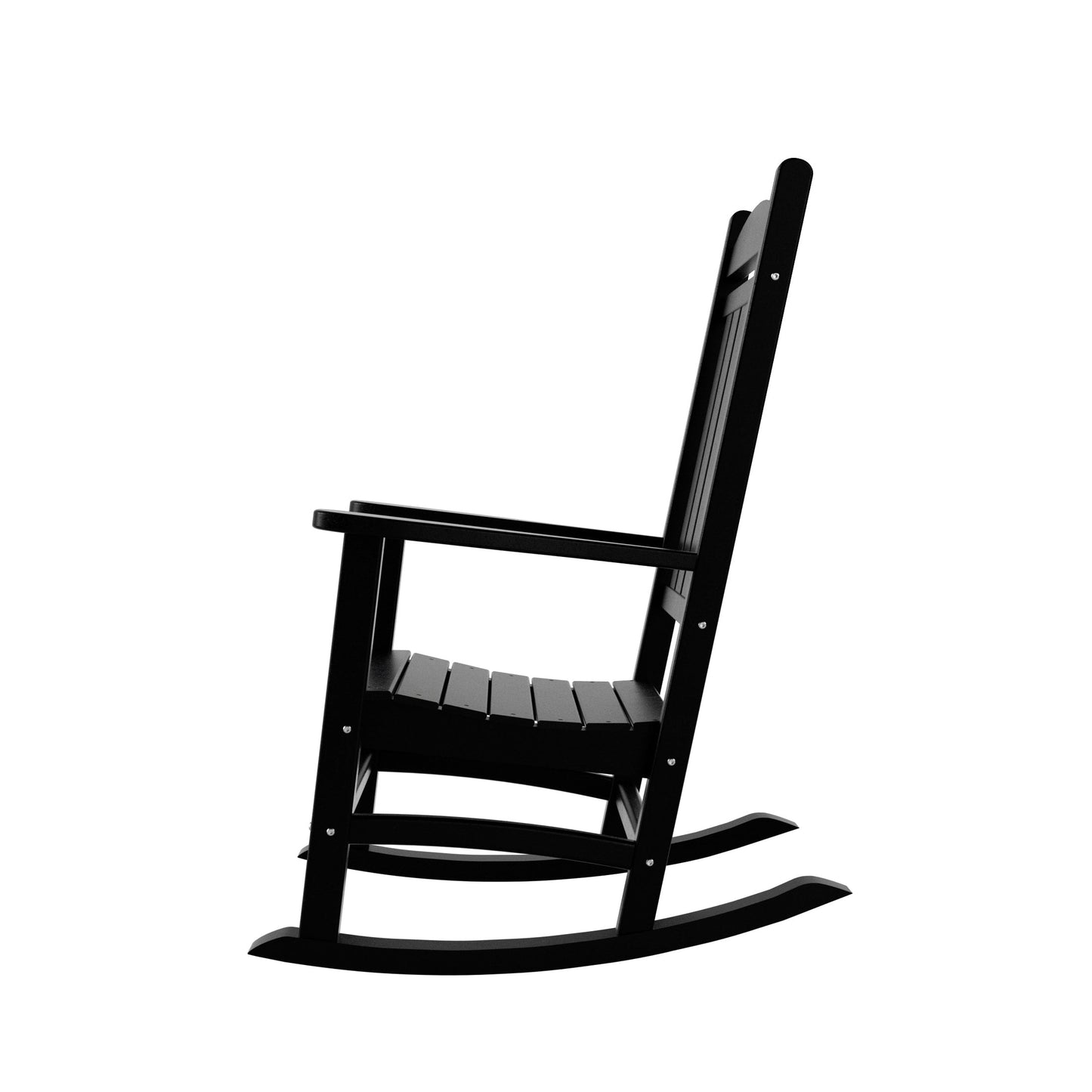 Chaises à bascule d'extérieur Polytrends Laguna en PEHD toutes saisons avec table d'appoint (ensemble de 3 pièces)