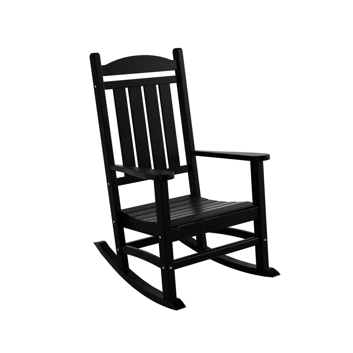 Chaises à bascule d'extérieur Polytrends Laguna en PEHD toutes saisons avec table d'appoint (ensemble de 3 pièces)