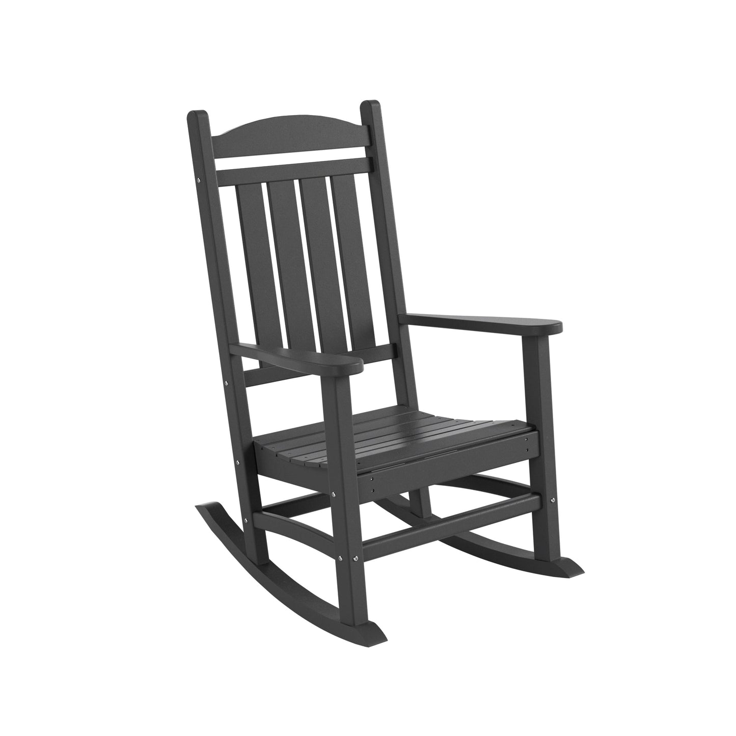 Chaises à bascule d'extérieur Polytrends Laguna en PEHD toutes saisons avec table d'appoint (ensemble de 3 pièces)