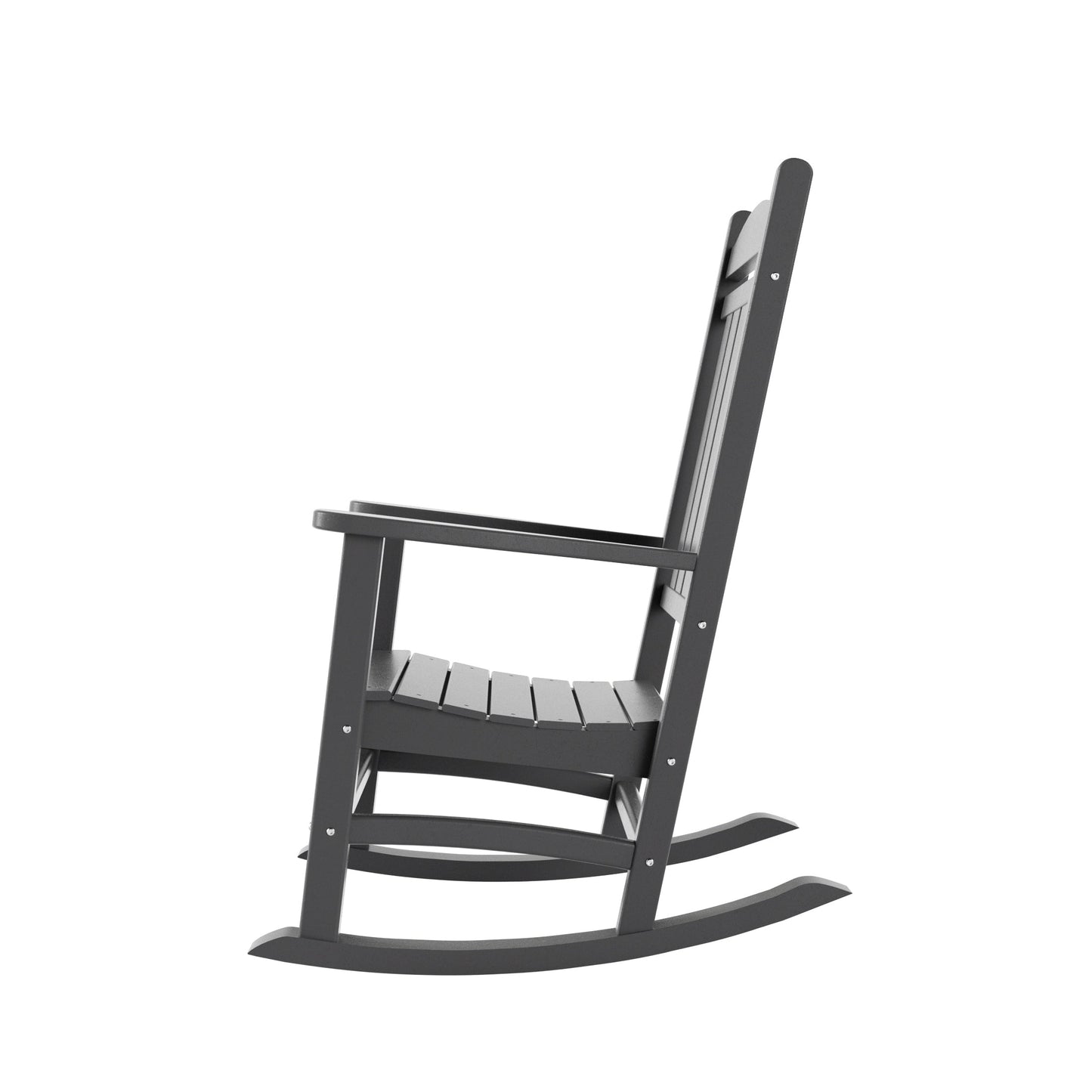 Chaises à bascule d'extérieur Polytrends Laguna en PEHD toutes saisons avec table d'appoint (ensemble de 3 pièces)