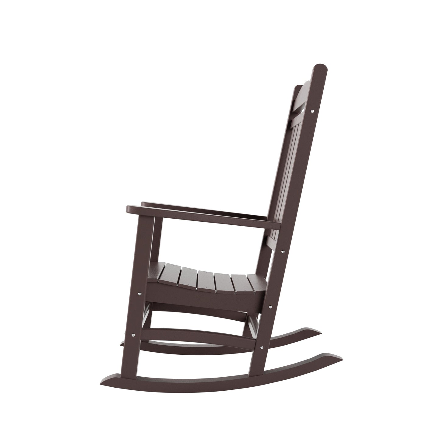 Chaises à bascule d'extérieur Polytrends Laguna en PEHD toutes saisons avec table d'appoint (ensemble de 3 pièces)