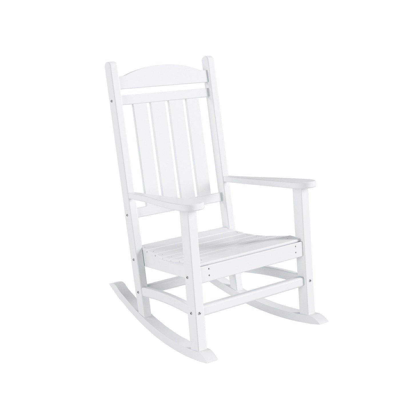 Chaises à bascule d'extérieur Polytrends Laguna en PEHD toutes saisons avec table d'appoint (ensemble de 3 pièces)