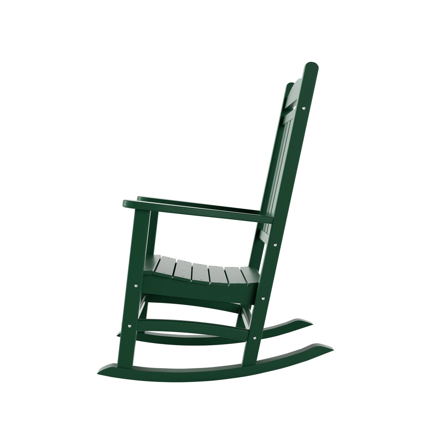 Chaises à bascule d'extérieur Polytrends Laguna en PEHD toutes saisons avec table d'appoint (ensemble de 3 pièces)