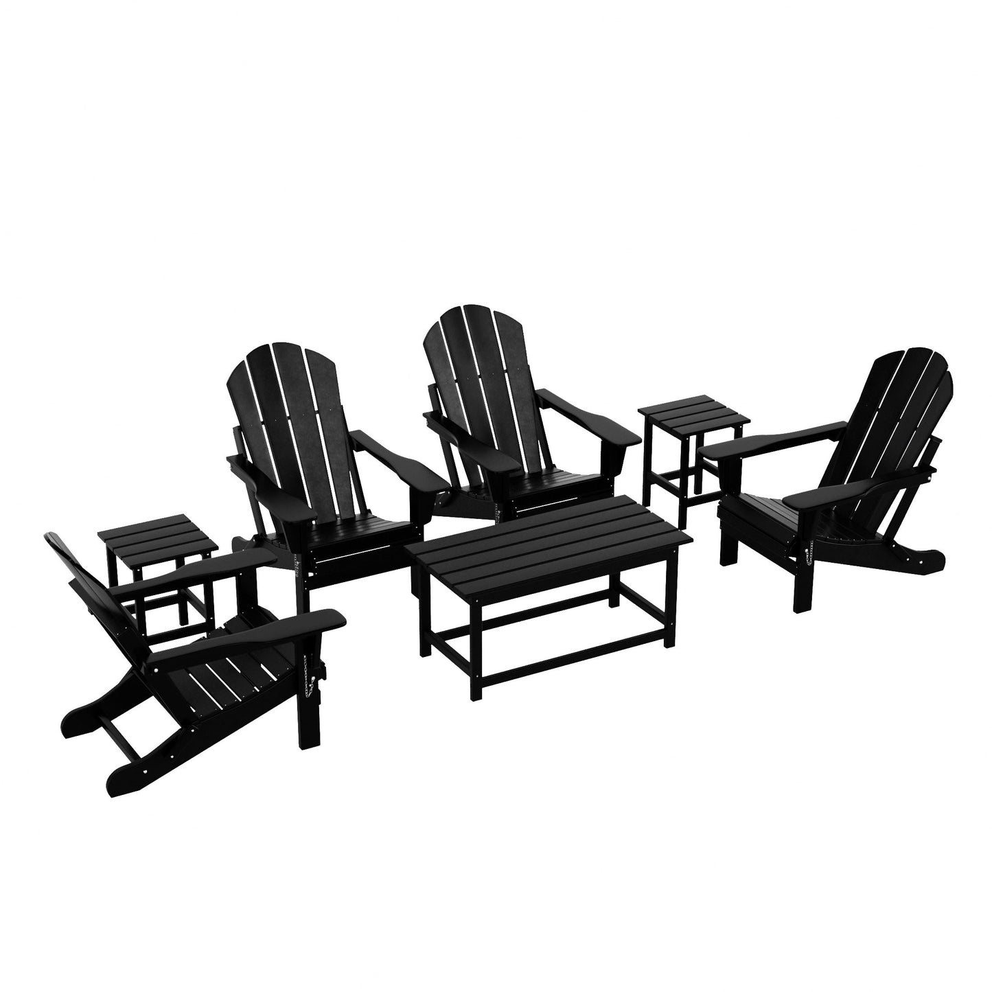 Ensemble de 7 chaises Adirondack pliables Polytrends Laguna en PEHD pour terrasse extérieure, toutes saisons