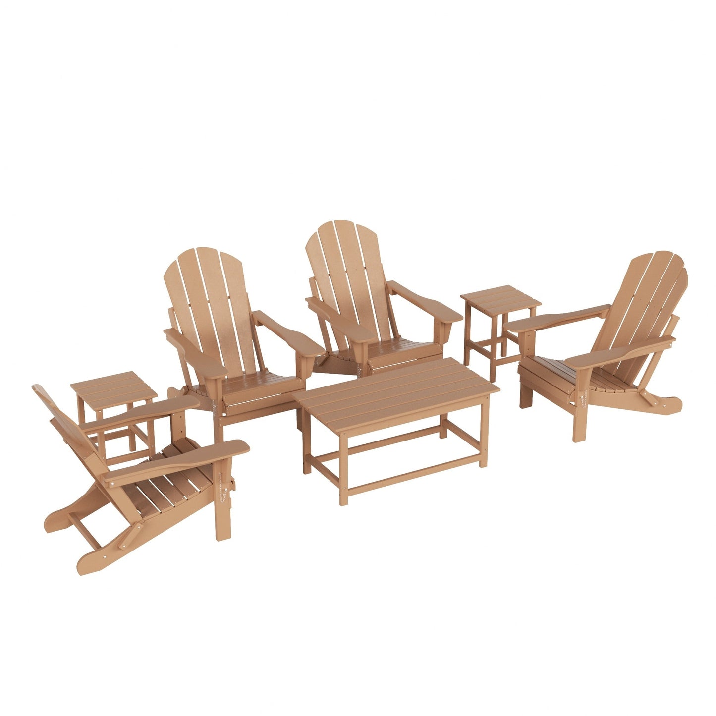 Ensemble de 7 chaises Adirondack pliables Polytrends Laguna en PEHD pour terrasse extérieure, toutes saisons