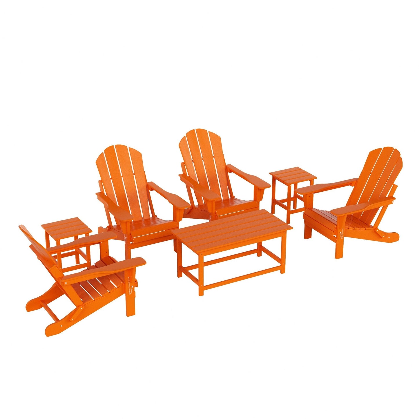 Ensemble de 7 chaises Adirondack pliables Polytrends Laguna en PEHD pour terrasse extérieure, toutes saisons