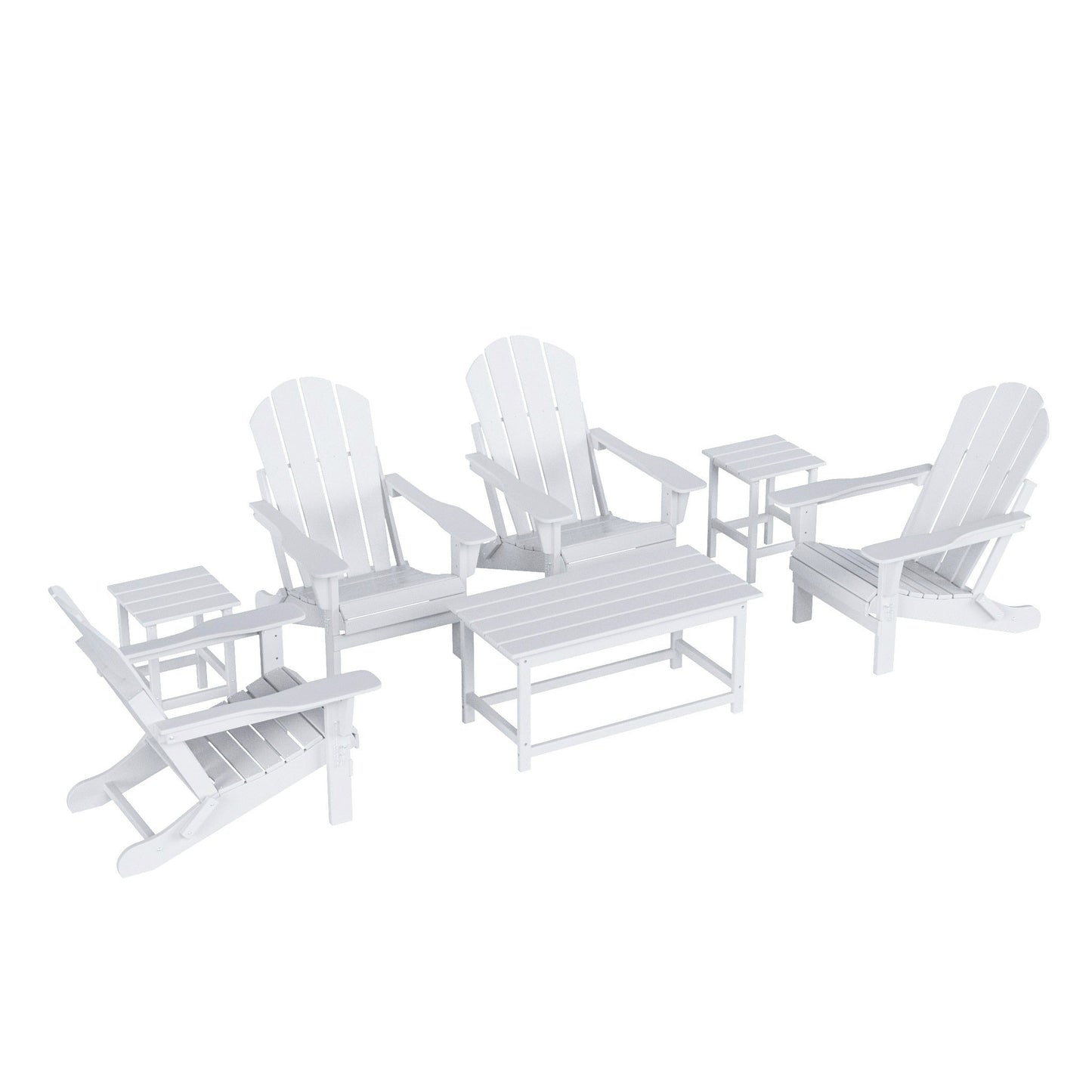Ensemble de 7 chaises Adirondack pliables Polytrends Laguna en PEHD pour terrasse extérieure, toutes saisons