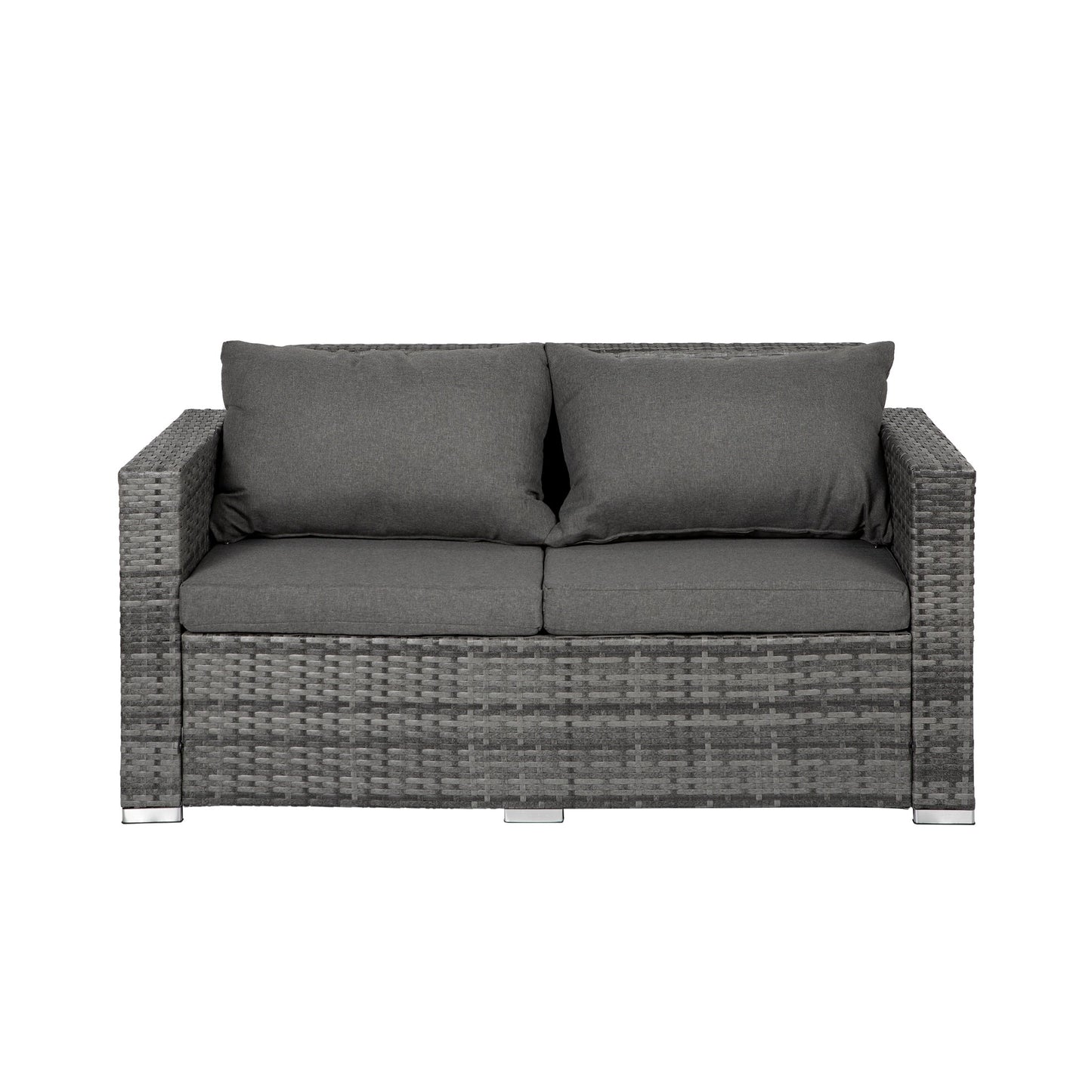Ensemble de meubles de jardin Landon 4 pièces en osier avec coussins