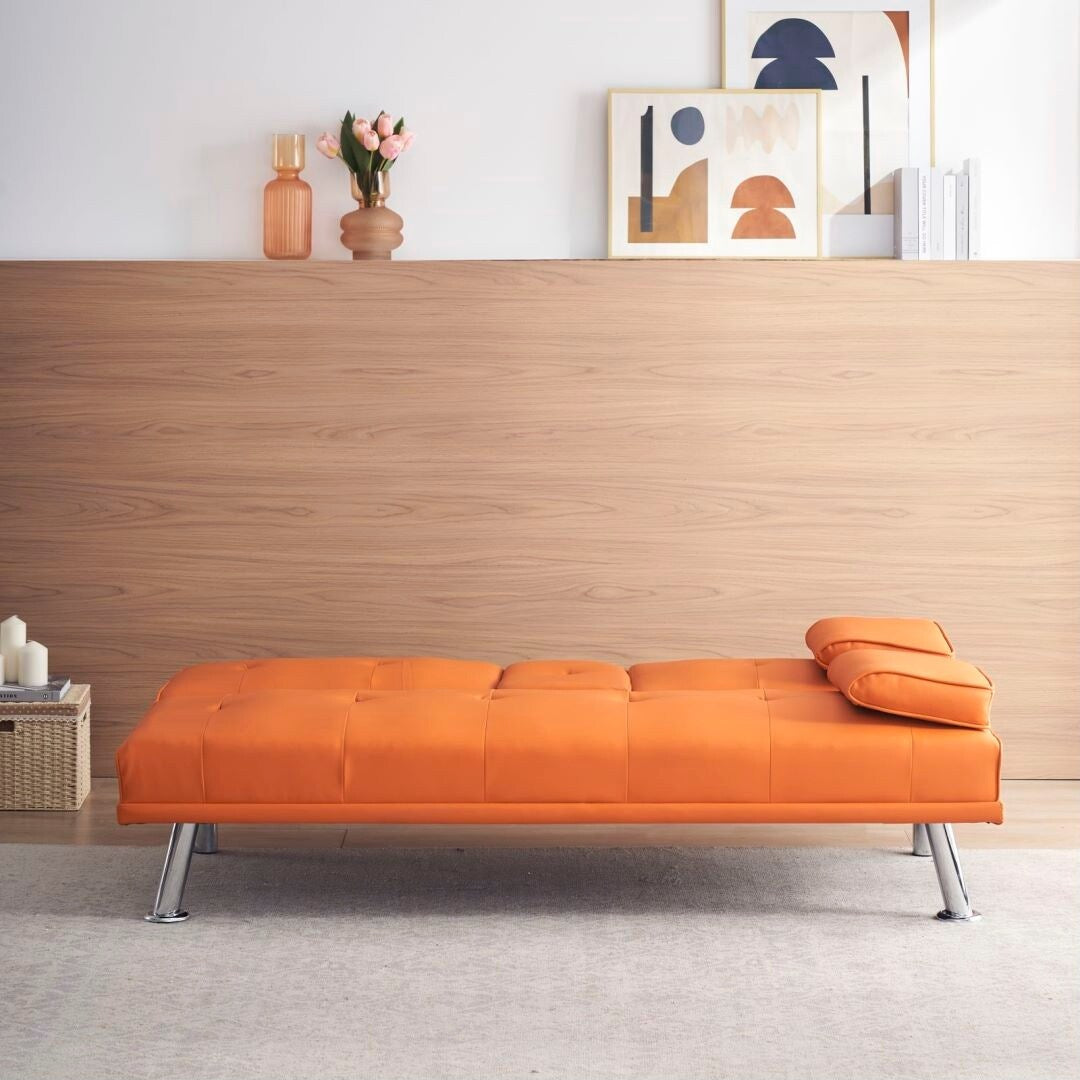 Canapé-lit double pliant multifonctionnel en cuir pour bureau avec table basse