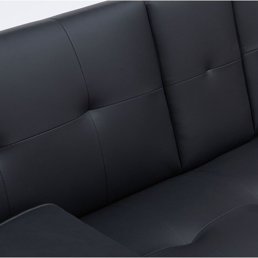 Canapé-lit double pliant multifonctionnel en cuir pour bureau avec table basse