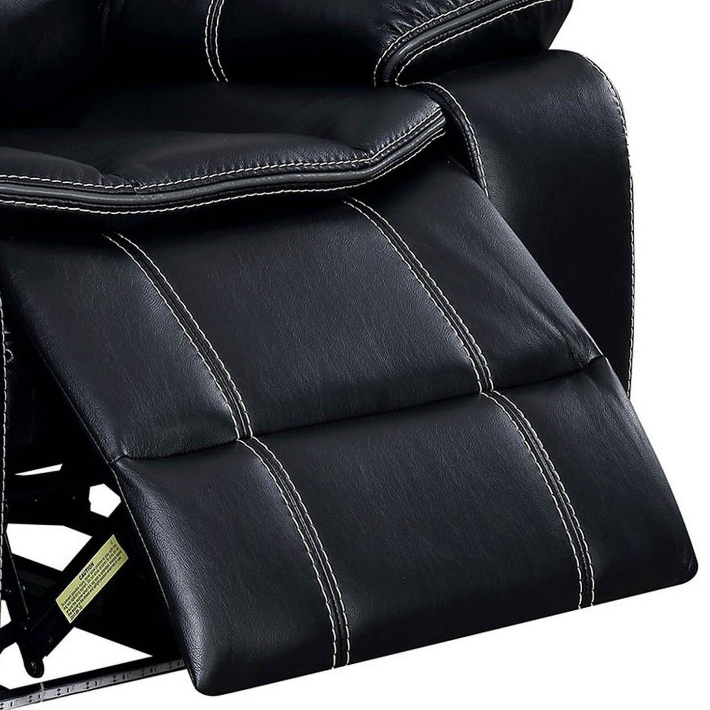 Fauteuil inclinable électrique en similicuir avec porte-gobelets et rangement, noir