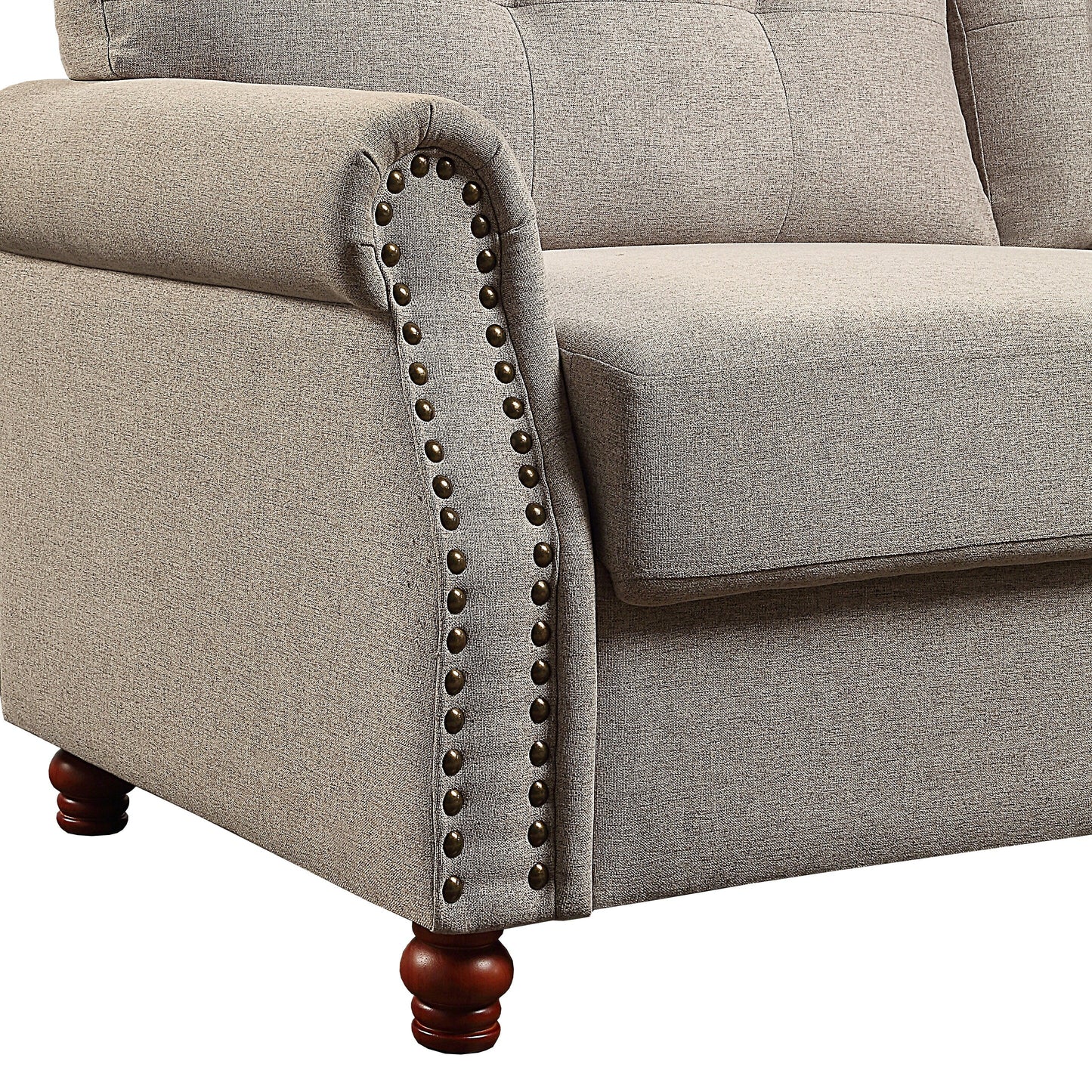 Canapé en lin beige avec rangement - 32,28 x 79,53 x 33,47