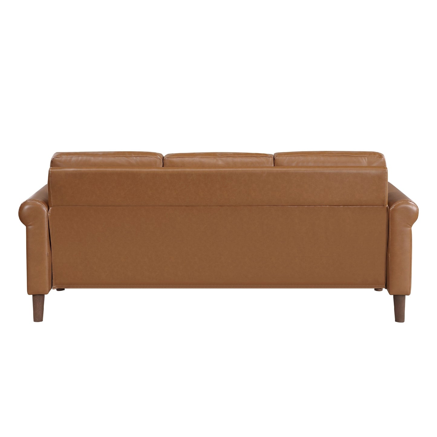 Canapé Lo avec accoudoirs roulés, similicuir marron style milieu du siècle, 79 pouces