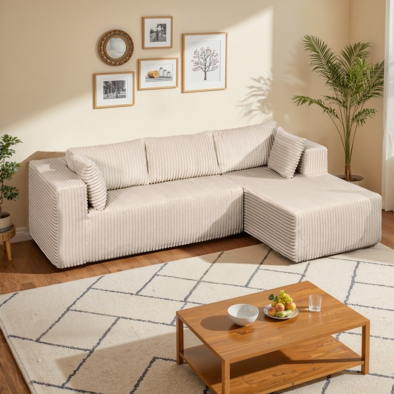 Canapé modulaire en peluche, entièrement en mousse sans ressorts, gain de place pour le salon