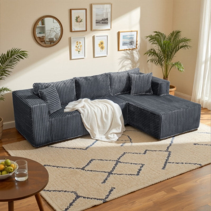Canapé modulaire en peluche, entièrement en mousse sans ressorts, gain de place pour le salon