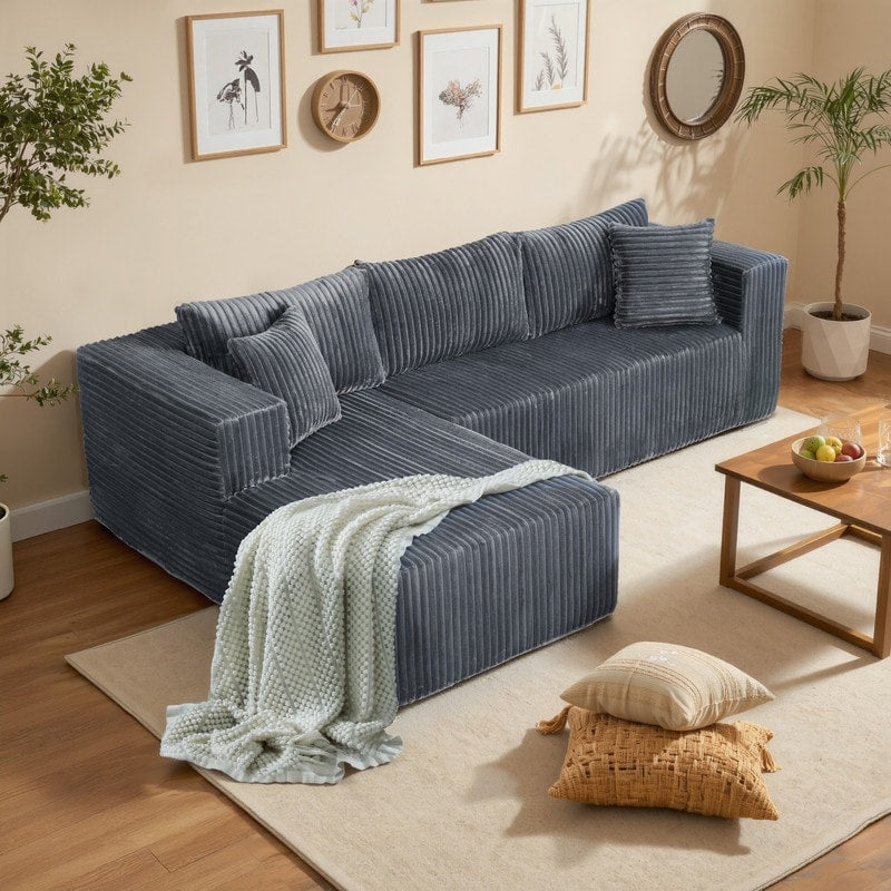 Canapé modulable en peluche, entièrement en mousse sans ressorts, gain de place pour le salon