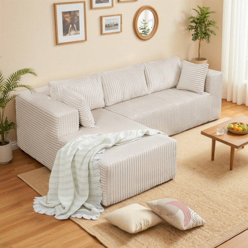 Canapé modulable en peluche, entièrement en mousse sans ressorts, gain de place pour le salon
