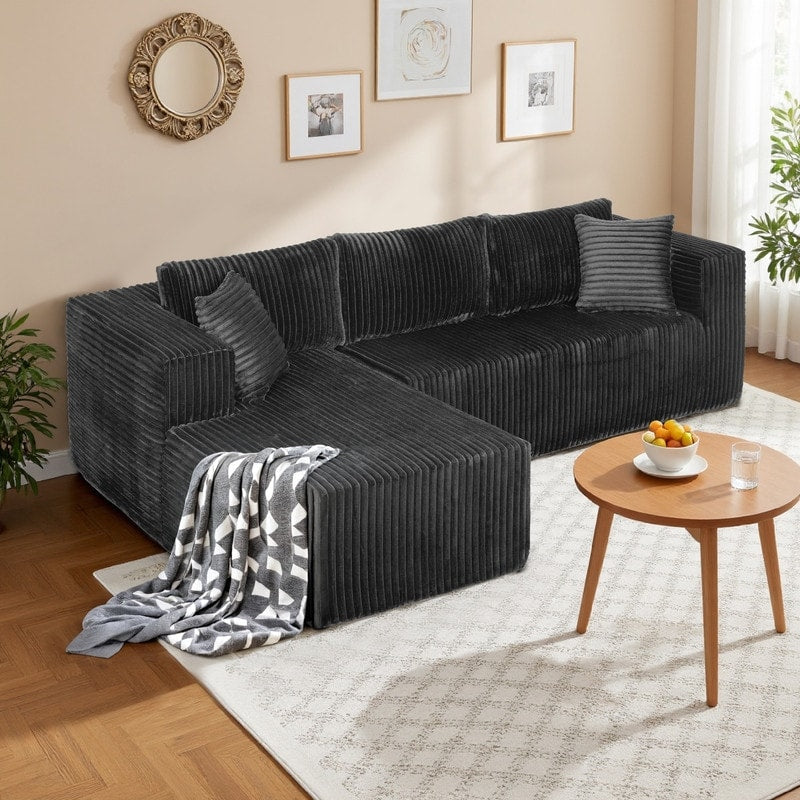 Canapé modulable en peluche, entièrement en mousse sans ressorts, gain de place pour le salon