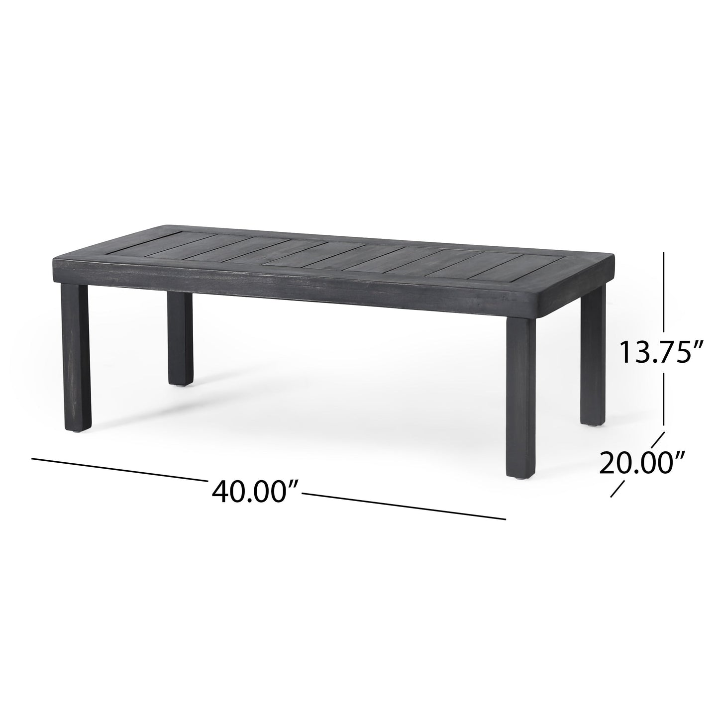 Ensemble causeuse et table basse d'extérieur en bois d'acacia Louver avec coussins par Christopher Knight Home