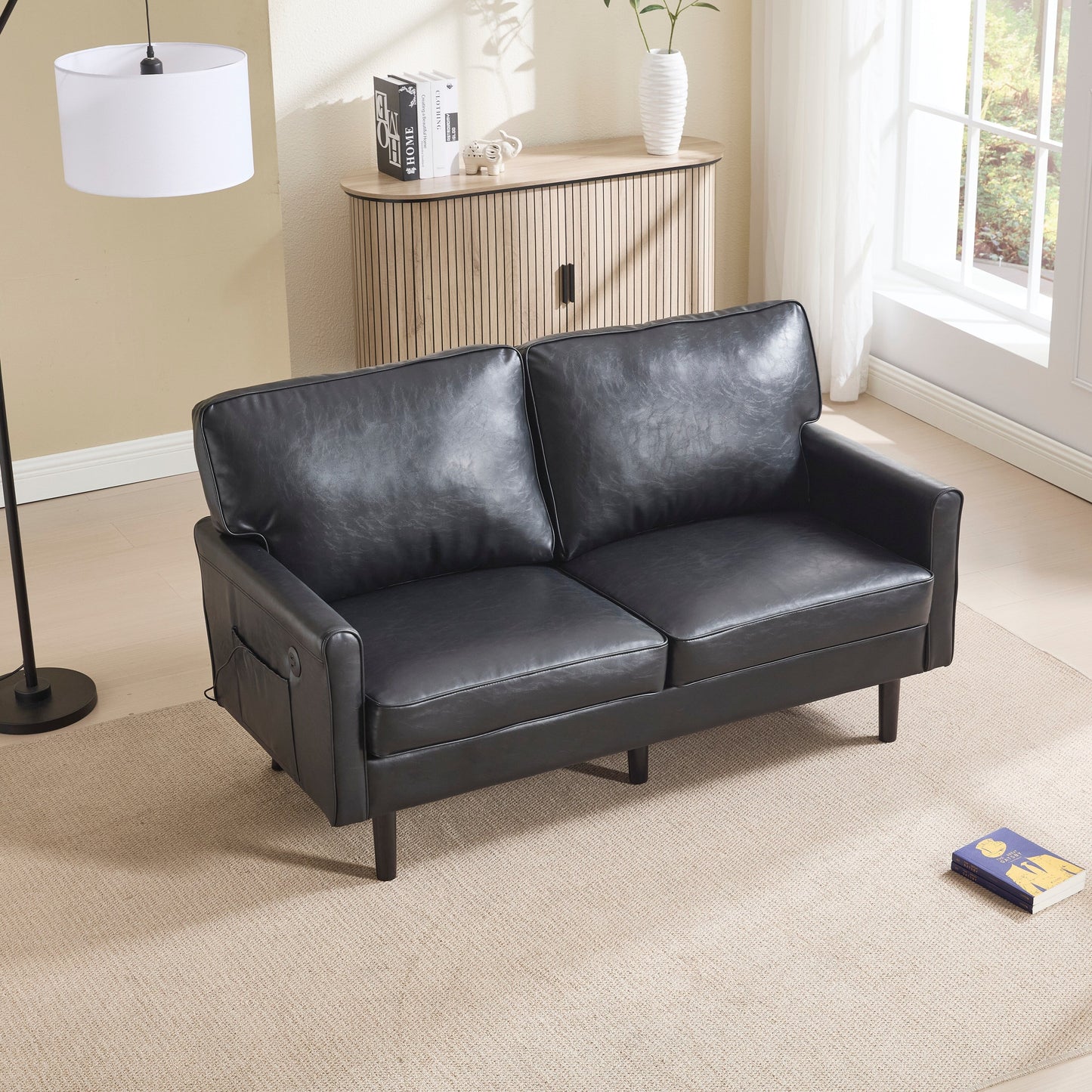 Canapé 2 places, petit canapé avec port USB et housse de coussin amovible.