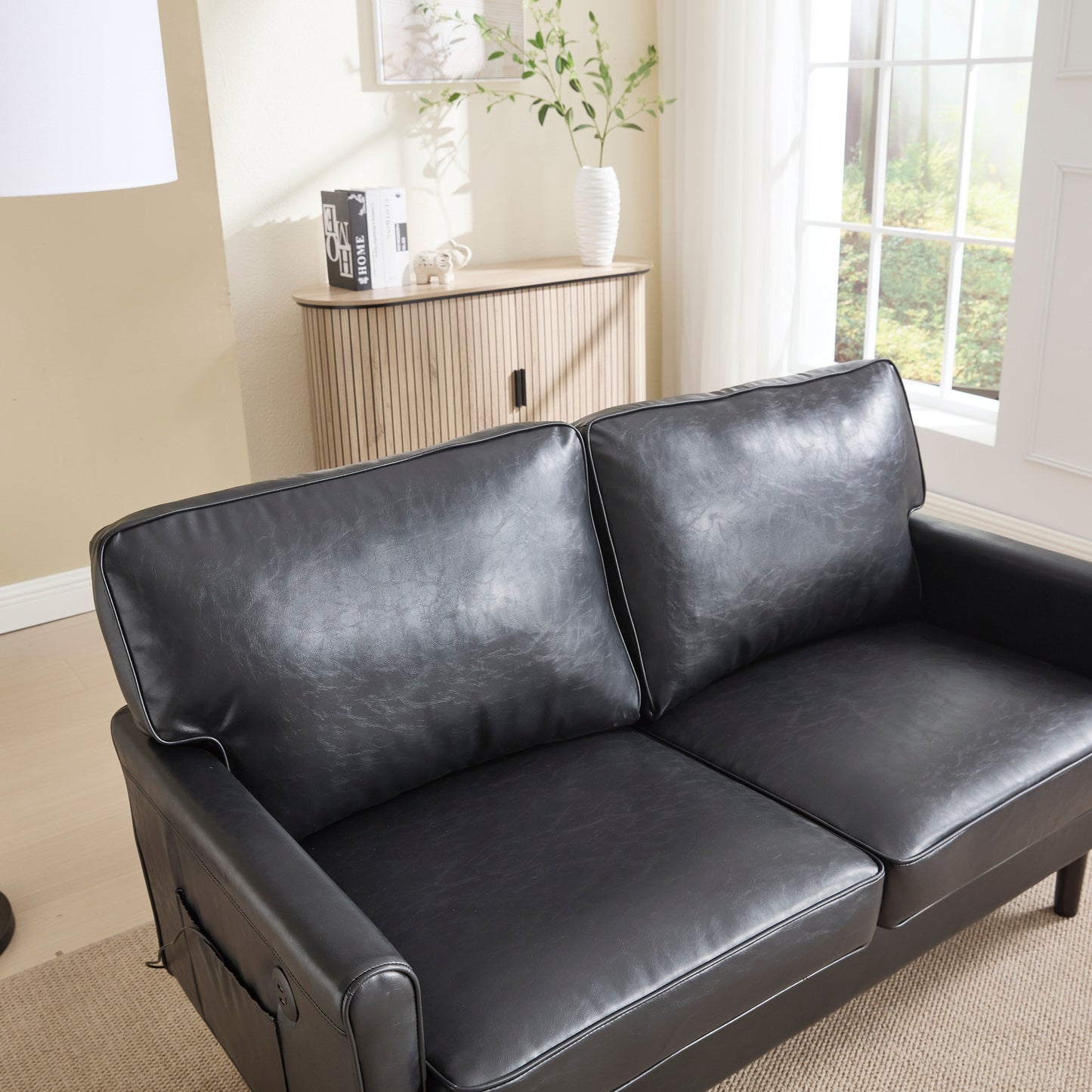 Canapé 2 places, petit canapé avec port USB et housse de coussin amovible.