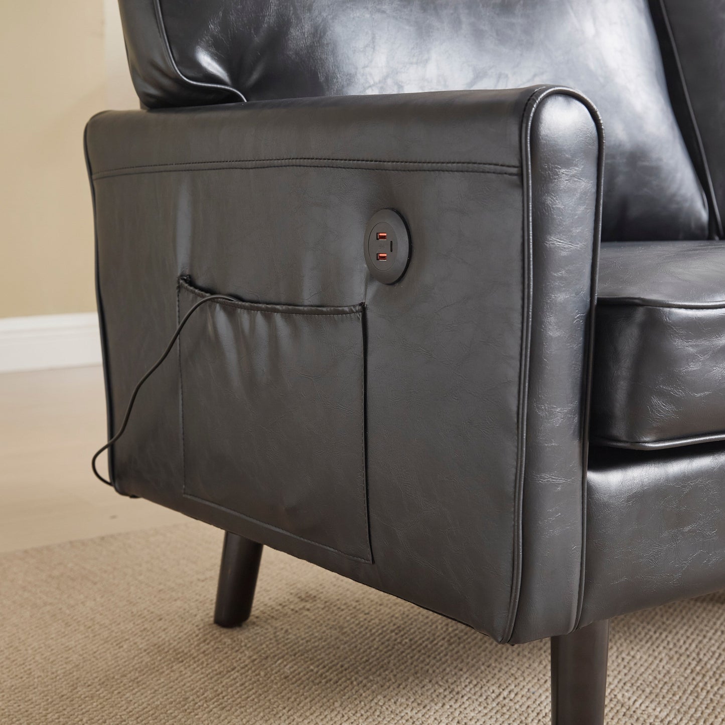 Canapé 2 places, petit canapé avec port USB et housse de coussin amovible.