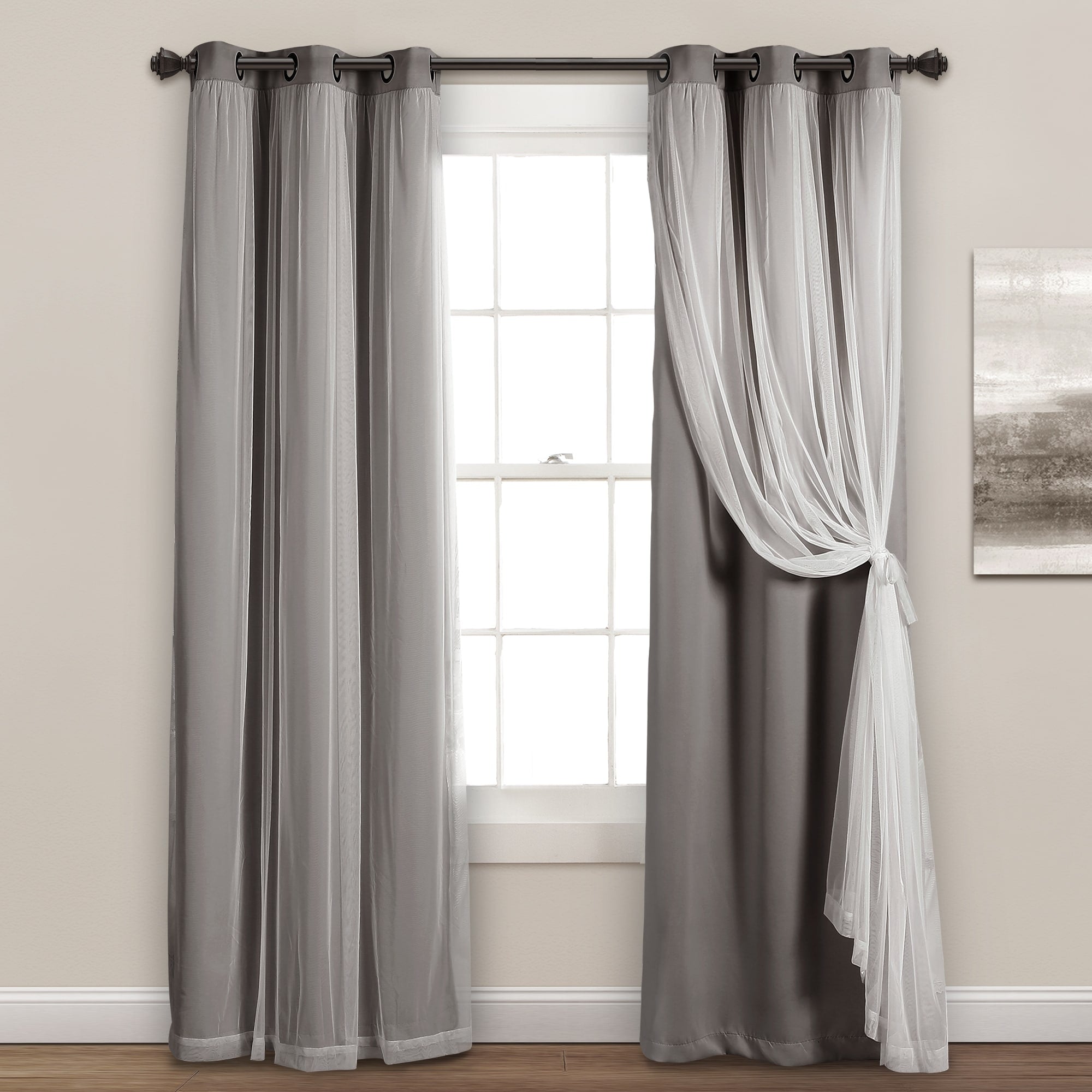 Paire de panneaux transparents à œillets Lush Decor avec doublure occultante isolante