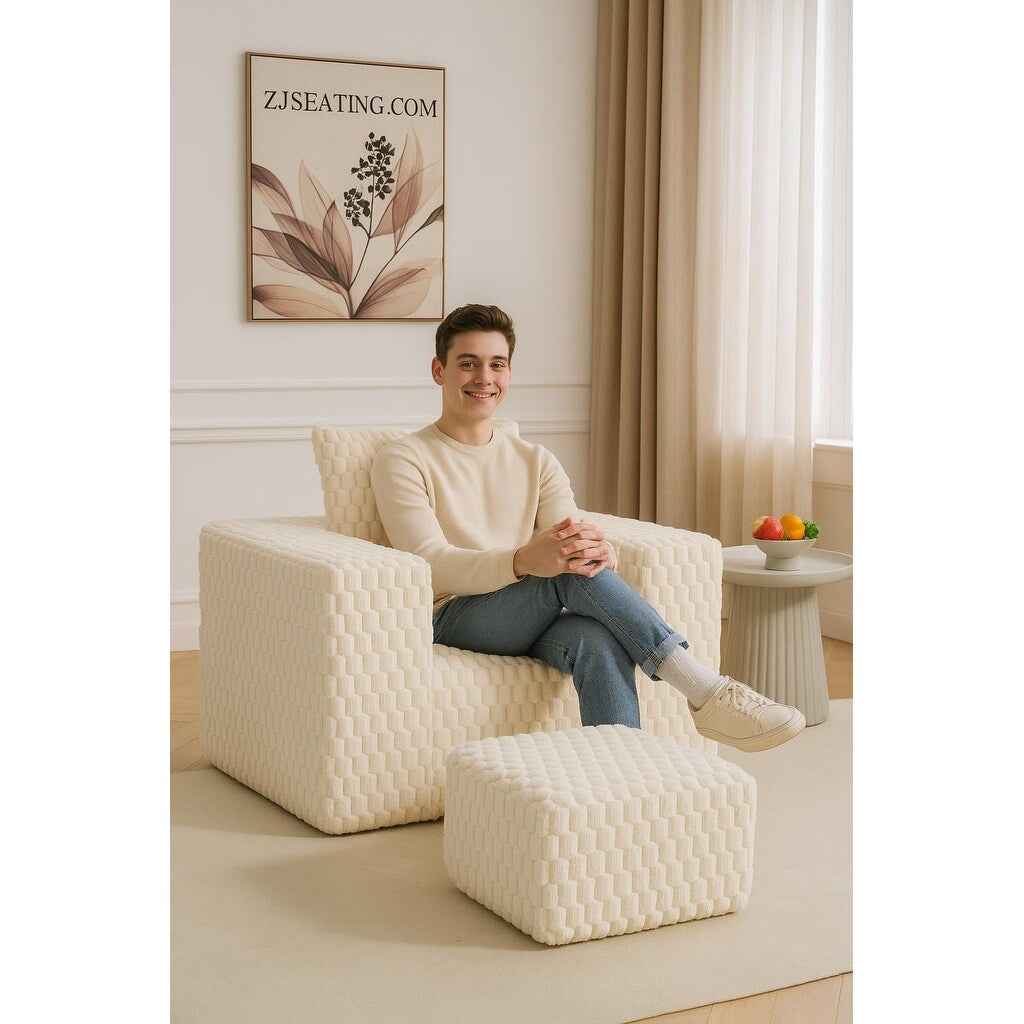 Canapé de compression en velours côtelé luxueux Lingge avec pouf