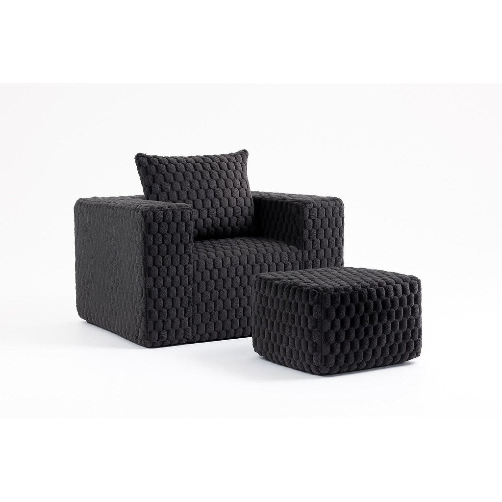 Canapé de compression en velours côtelé luxueux Lingge avec pouf