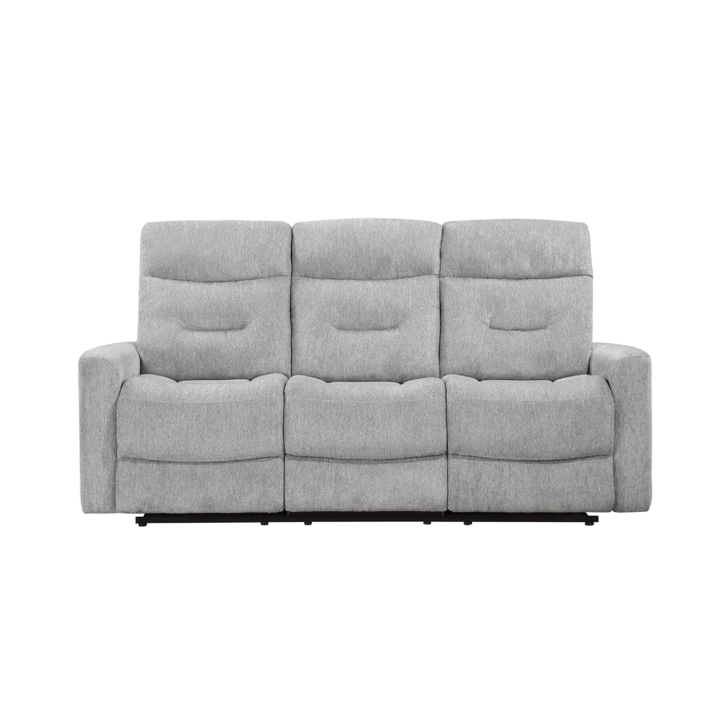 Canapé inclinable double manuel Lyns, tissu chenille gris doux, 81 pouces