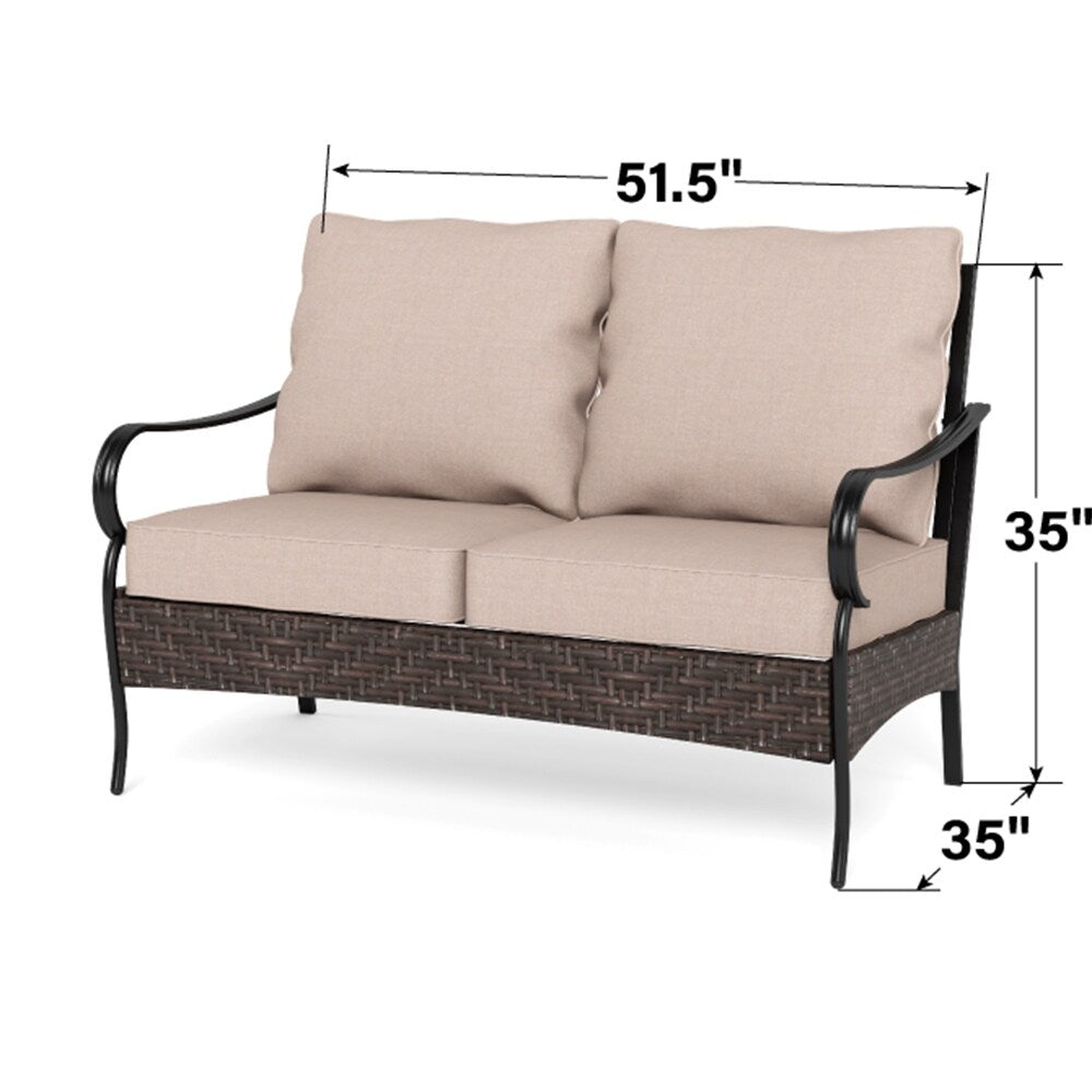 Ensemble de meubles de jardin extra larges 6 pièces MAISON ARTS : canapés 3 et 2 places, chaises pivotantes, poufs et table basse