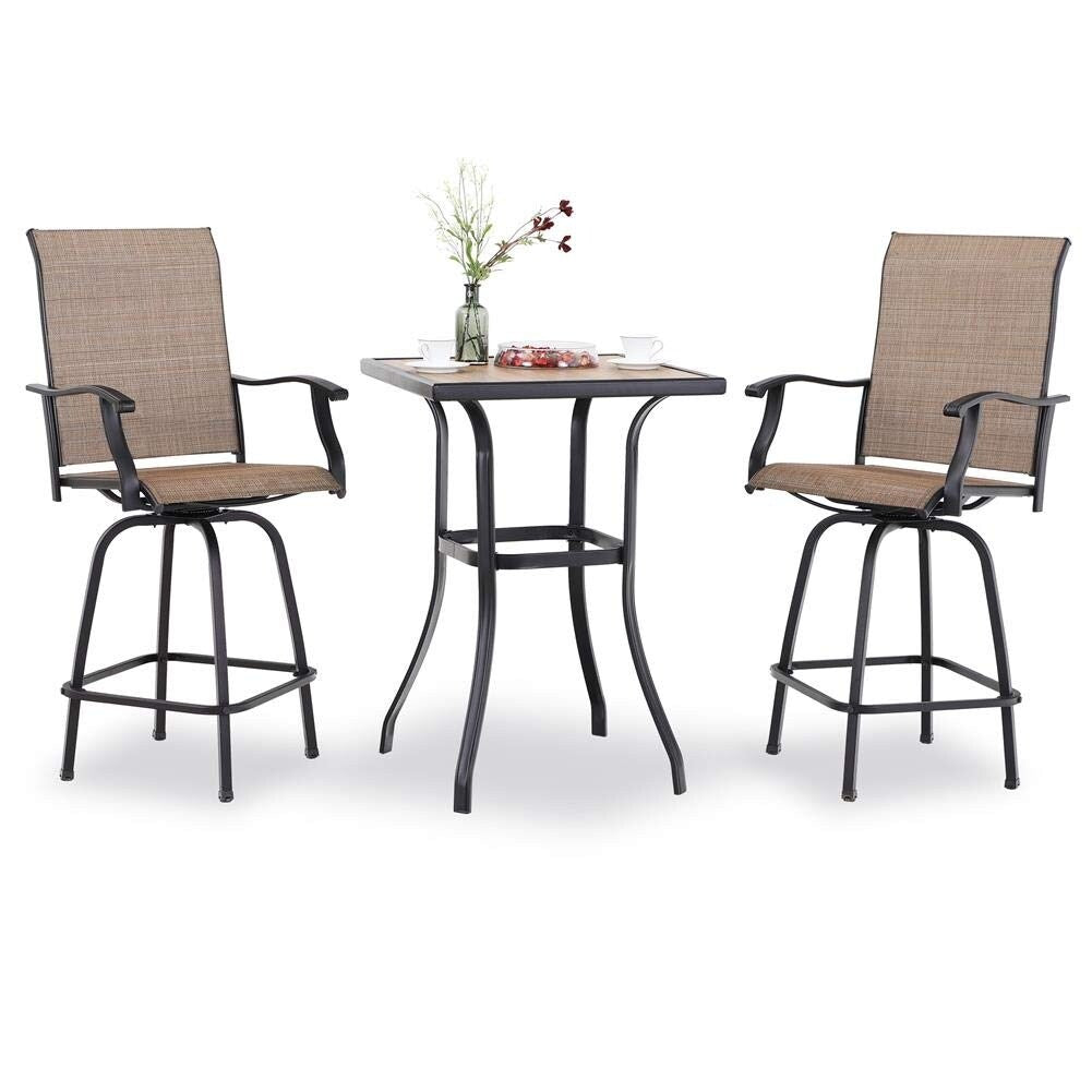 Ensemble de 3 tabourets de bar pivotants et table bistro d'extérieur MAISON?ARTS
