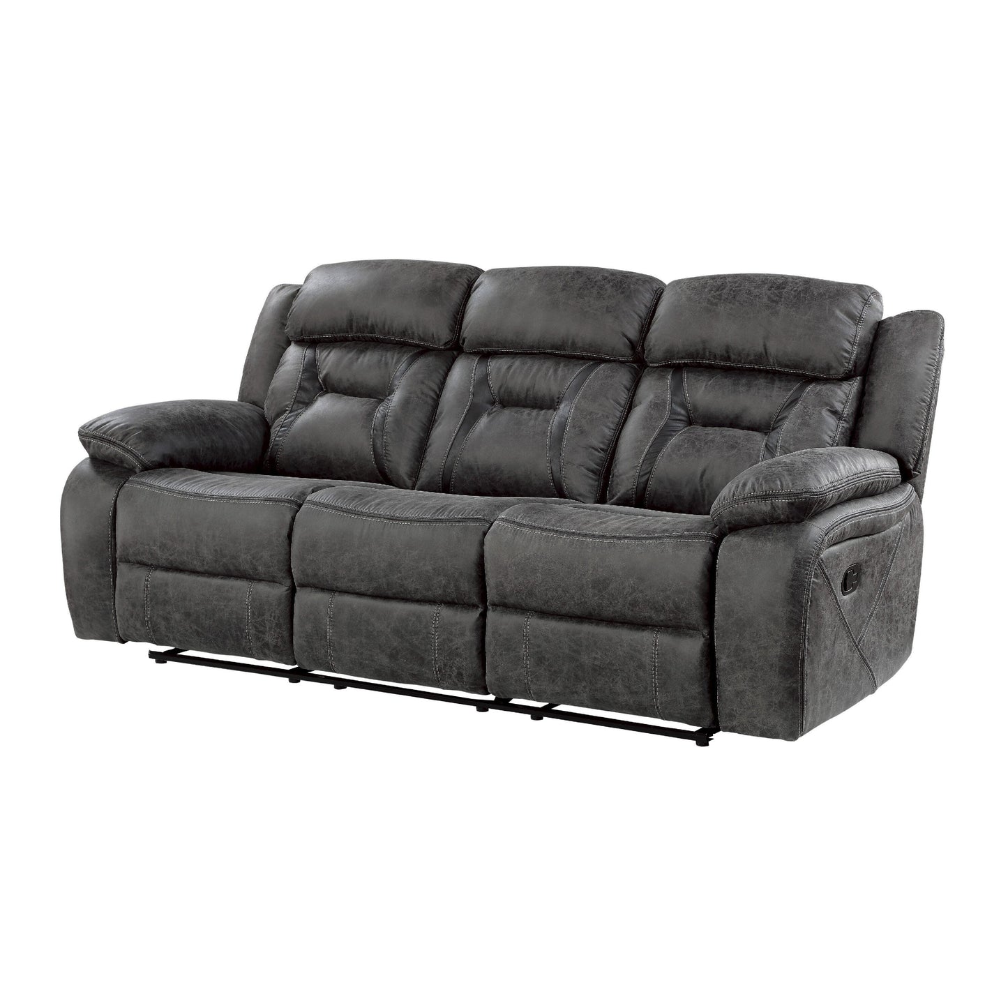 Canapé inclinable manuel Mady, capitonné, polyester gris foncé, 85 pouces