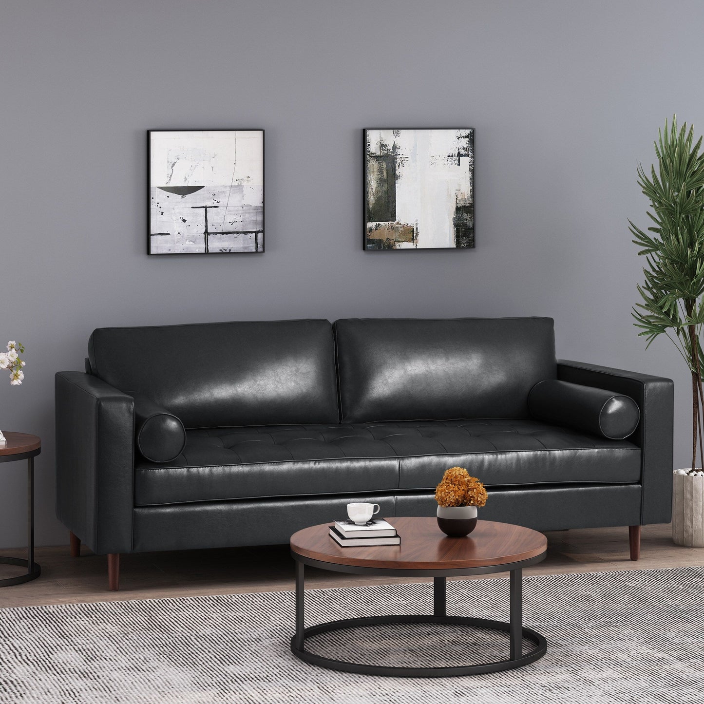 Canapé 3 places capitonné contemporain Malinta par Christopher Knight Home - 82,25 L x 33,00 l x 33,00 H